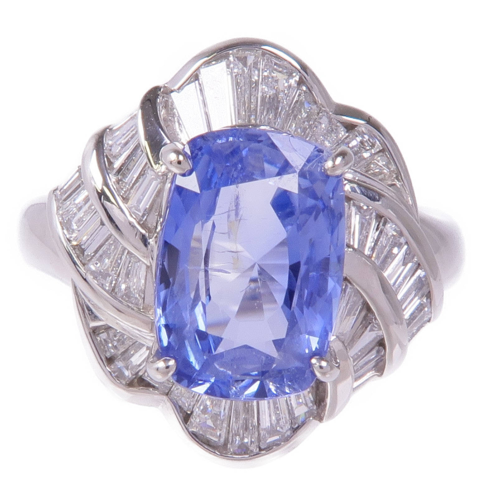 JEWELRY PT900鉑金Sapphire Diamond Ring藍寶石/鑽石戒指US#6