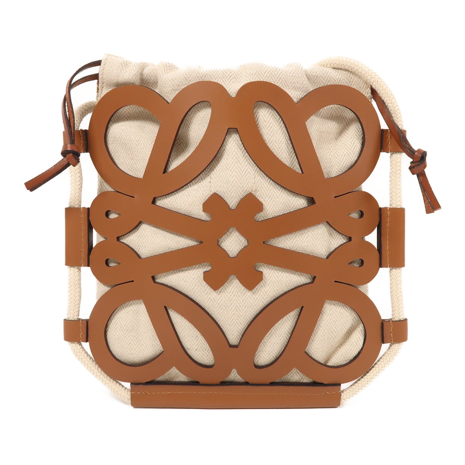 LOEWE 帆布/皮革Cutout肩背袋