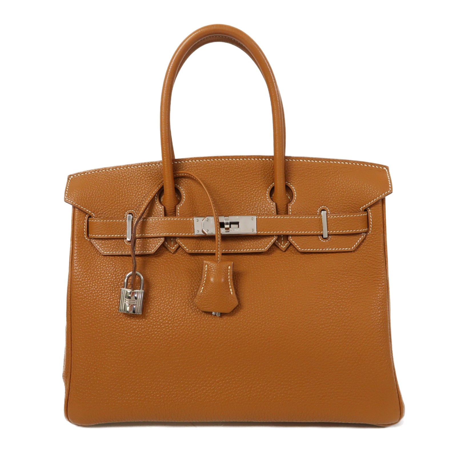 HERMES Togo皮革Birkin 30銀扣手挽袋經典駝色