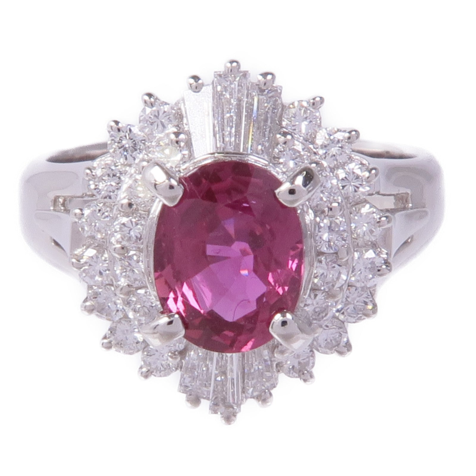 JEWELRY PT900鉑金Ruby Diamond Ring紅寶石/鑽石戒指US#5.75