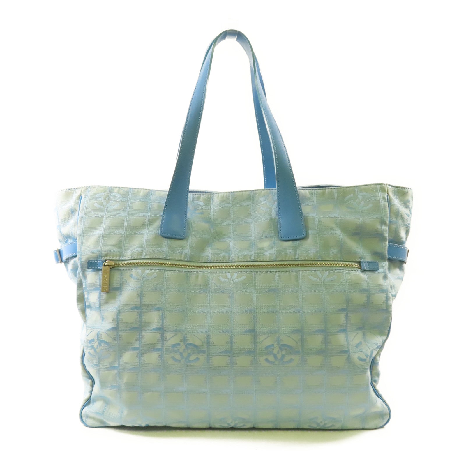 CHANEL CC SHW New Travel Line Tote Bag Nylon Blue