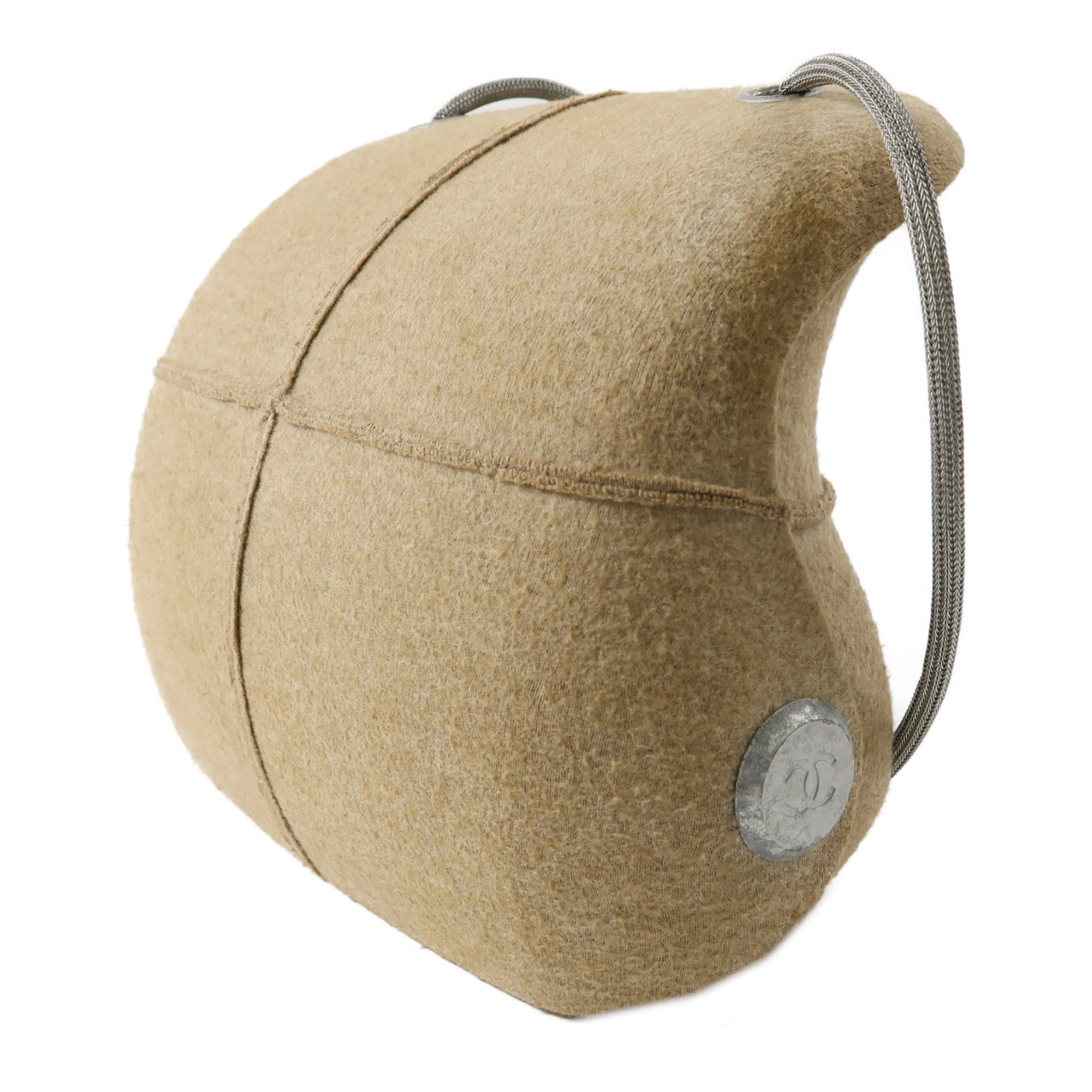 CHANEL 【激減優惠】布料Hip bag coco mark 5th銀扣肩背袋米色