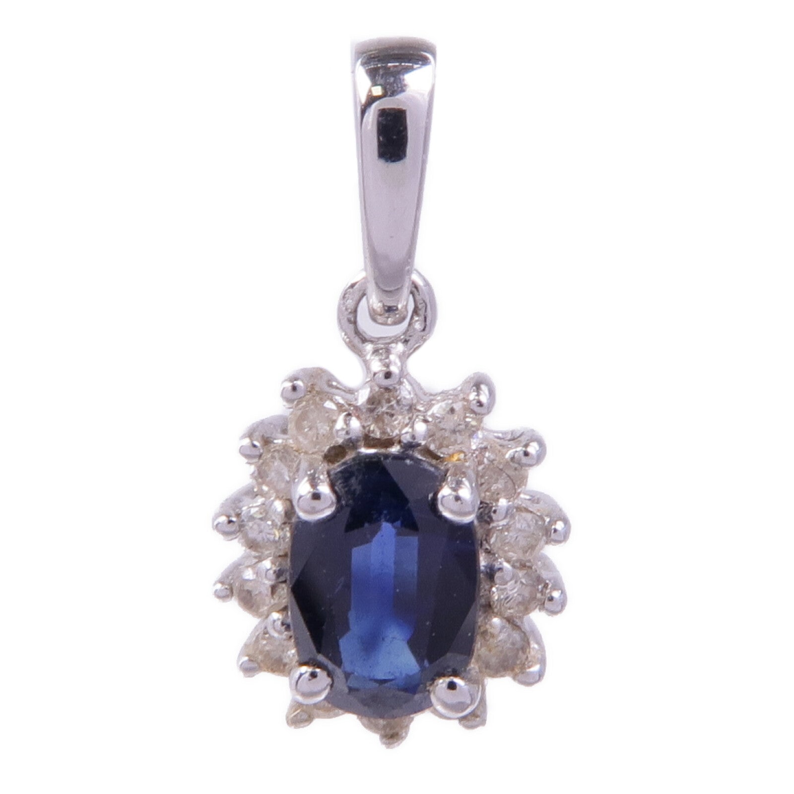 JEWELRY 18K白金Sapphire Diamond Pendant Top藍寶石/鑽石吊墜