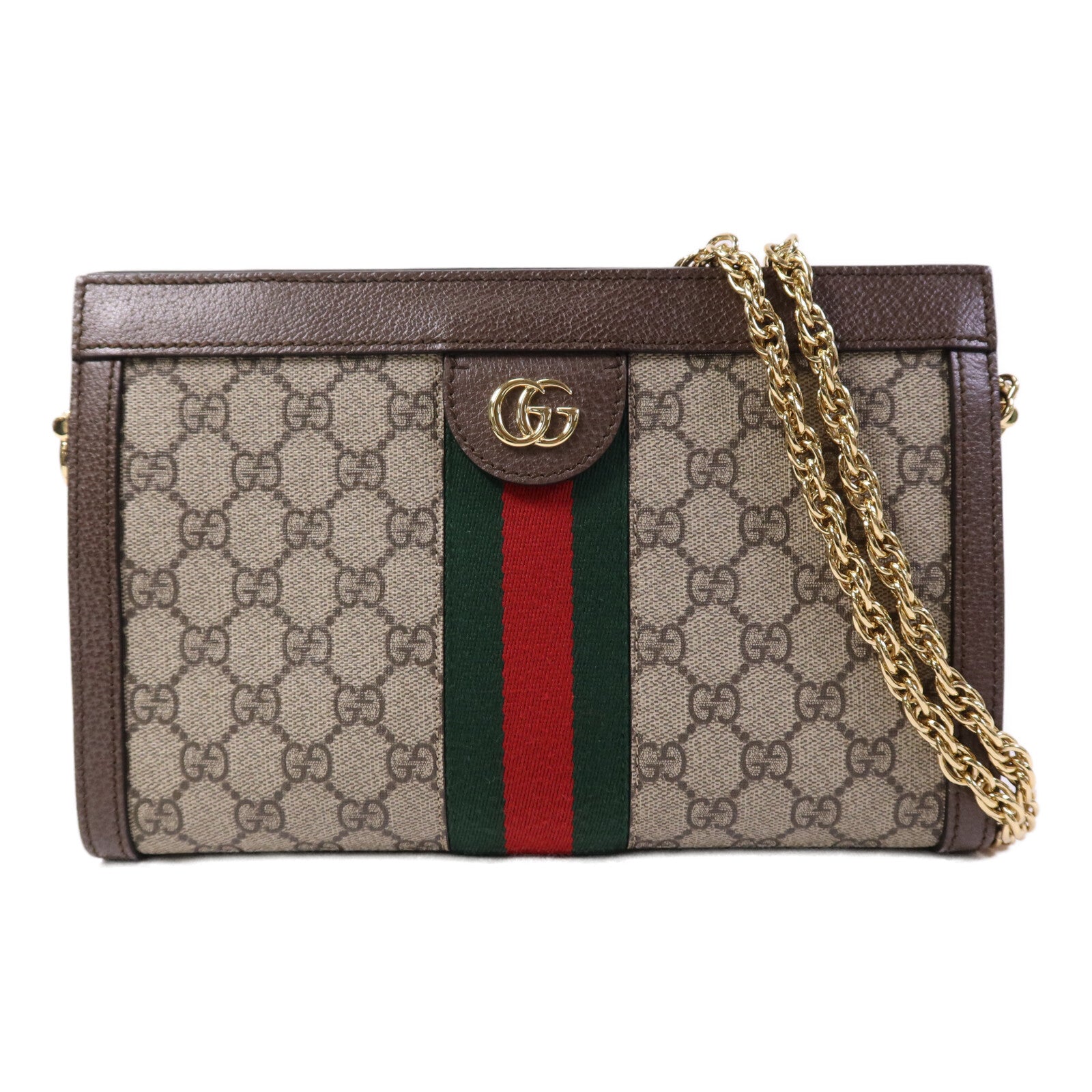 GUCCI 【激減優惠】塗層帆布Ophldia GG金扣鏈帶肩背袋