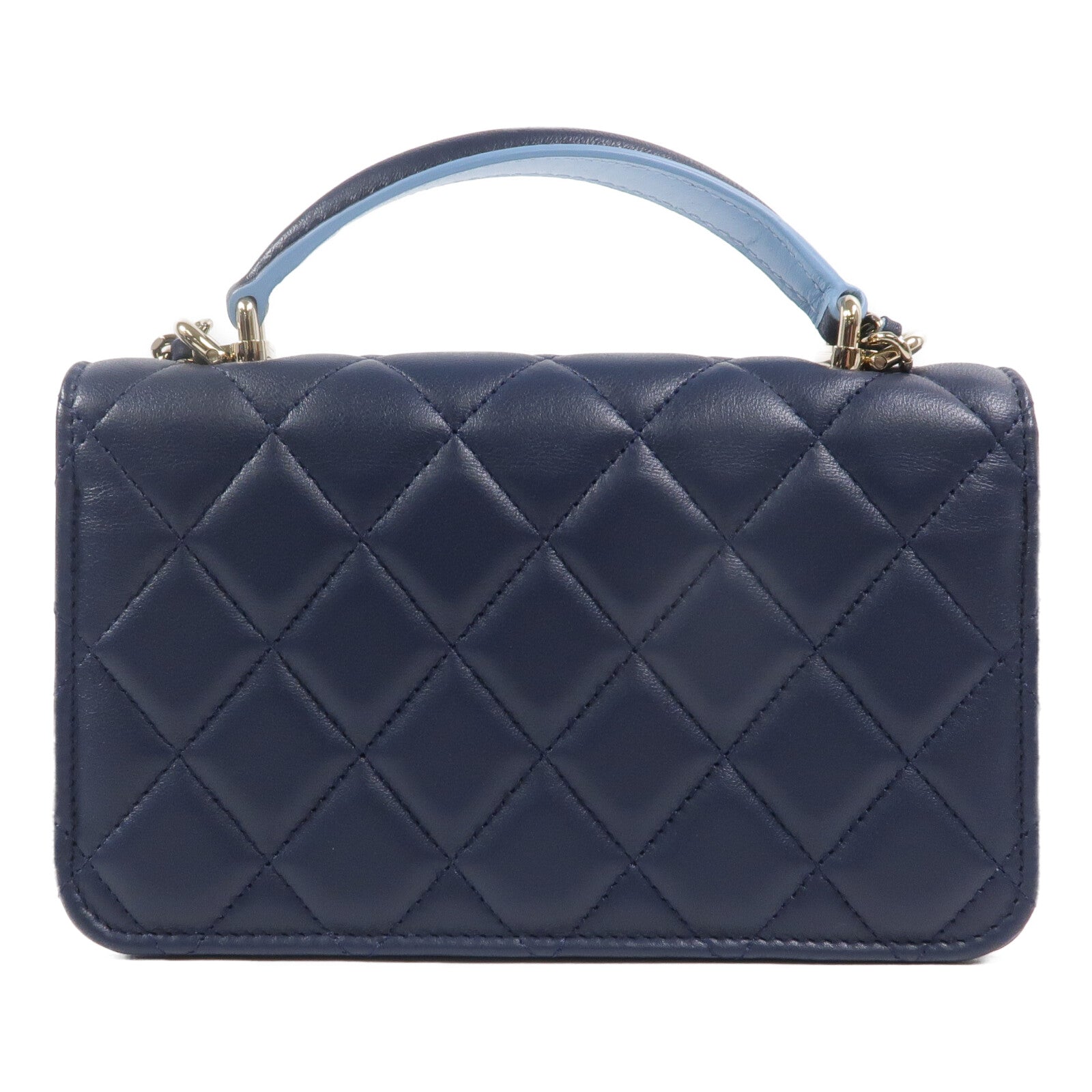 CHANEL 羊皮皮革Mini Flap With Handle鏈帶手挽肩背兩用袋