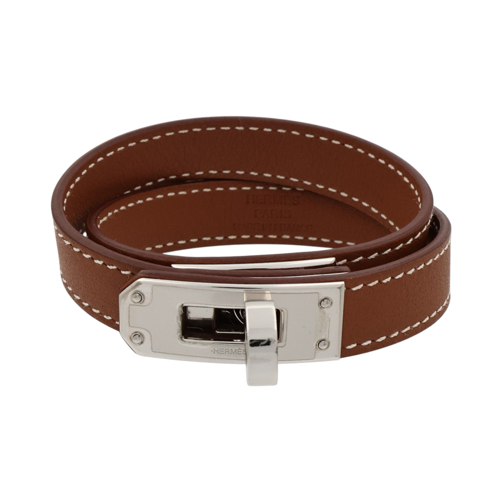 HERMES Swift皮革Kelly Double Tour Bracelet手帶Gold