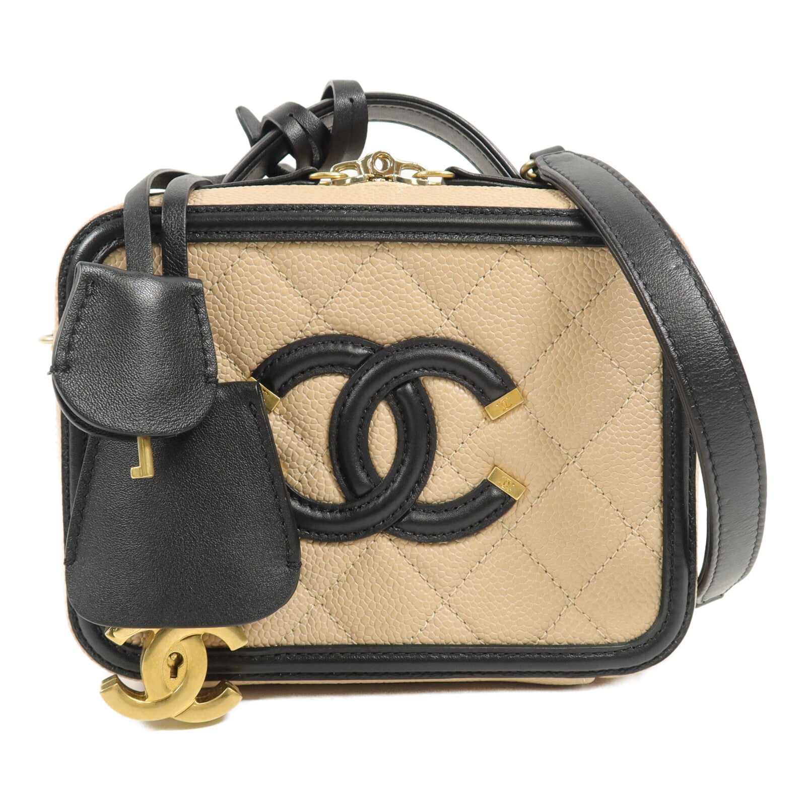 CHANEL 牛皮皮革CC Filigree Vanity Case Small手挽肩背兩用袋