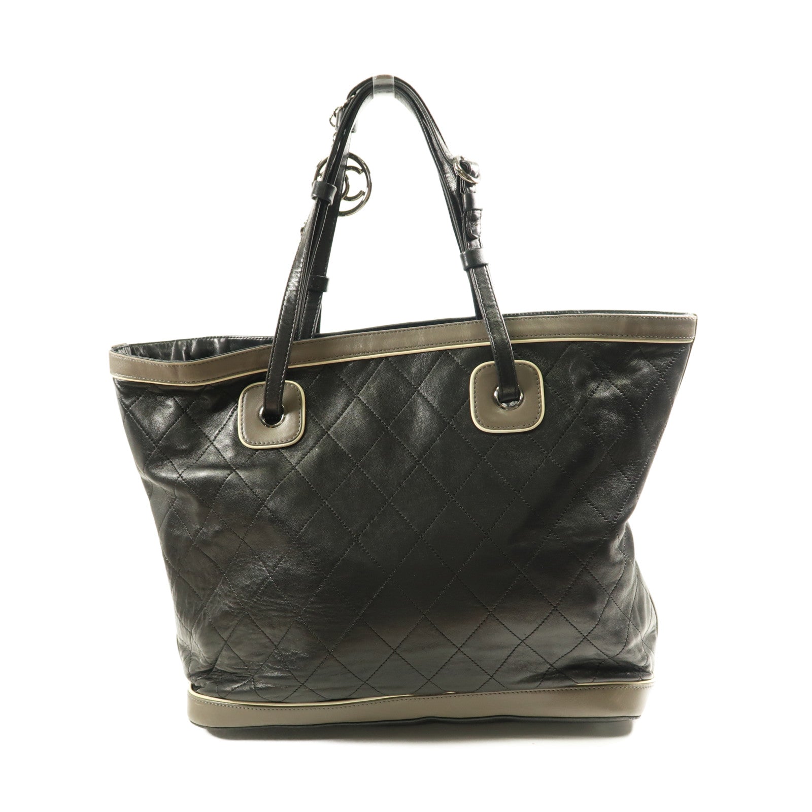 CHANEL 牛皮皮革Handbag銀扣手挽袋