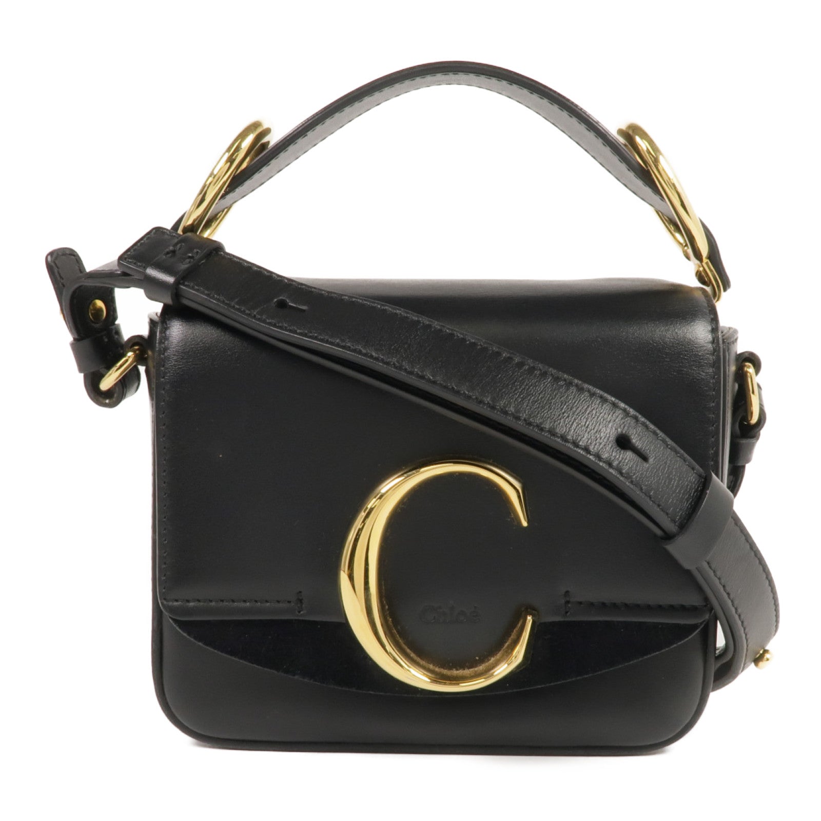 Chloe 牛皮皮革Mini Chloe C Bag金扣手挽肩背兩用袋