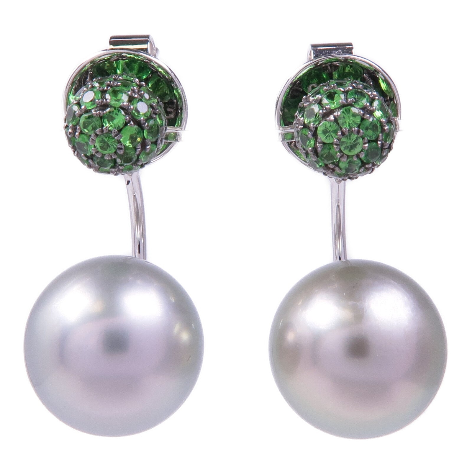 JEWELRY 18K白金Pearl Garnet Earrings珍珠/石榴石耳環
