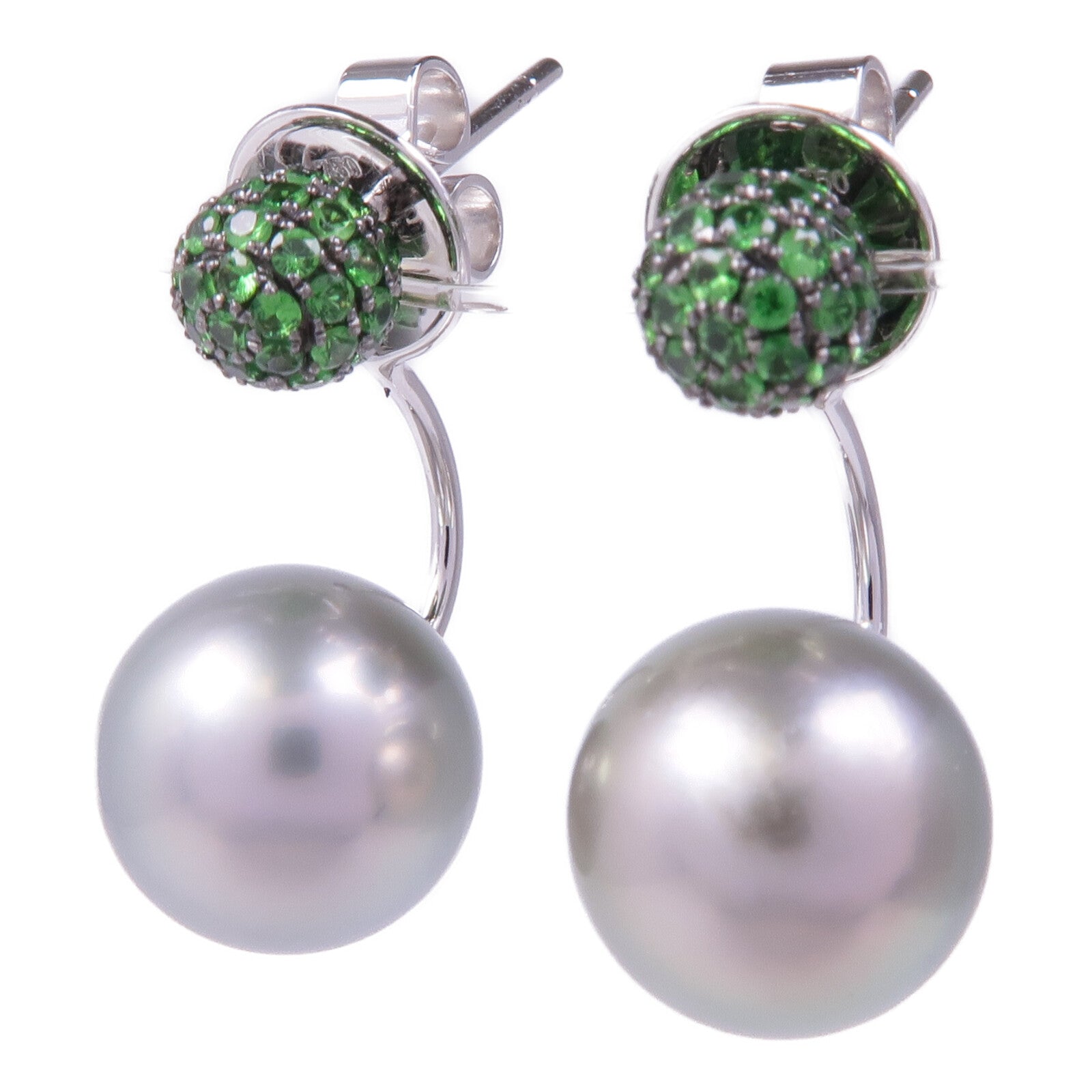 JEWELRY 18K白金Pearl Garnet Earrings珍珠/石榴石耳環