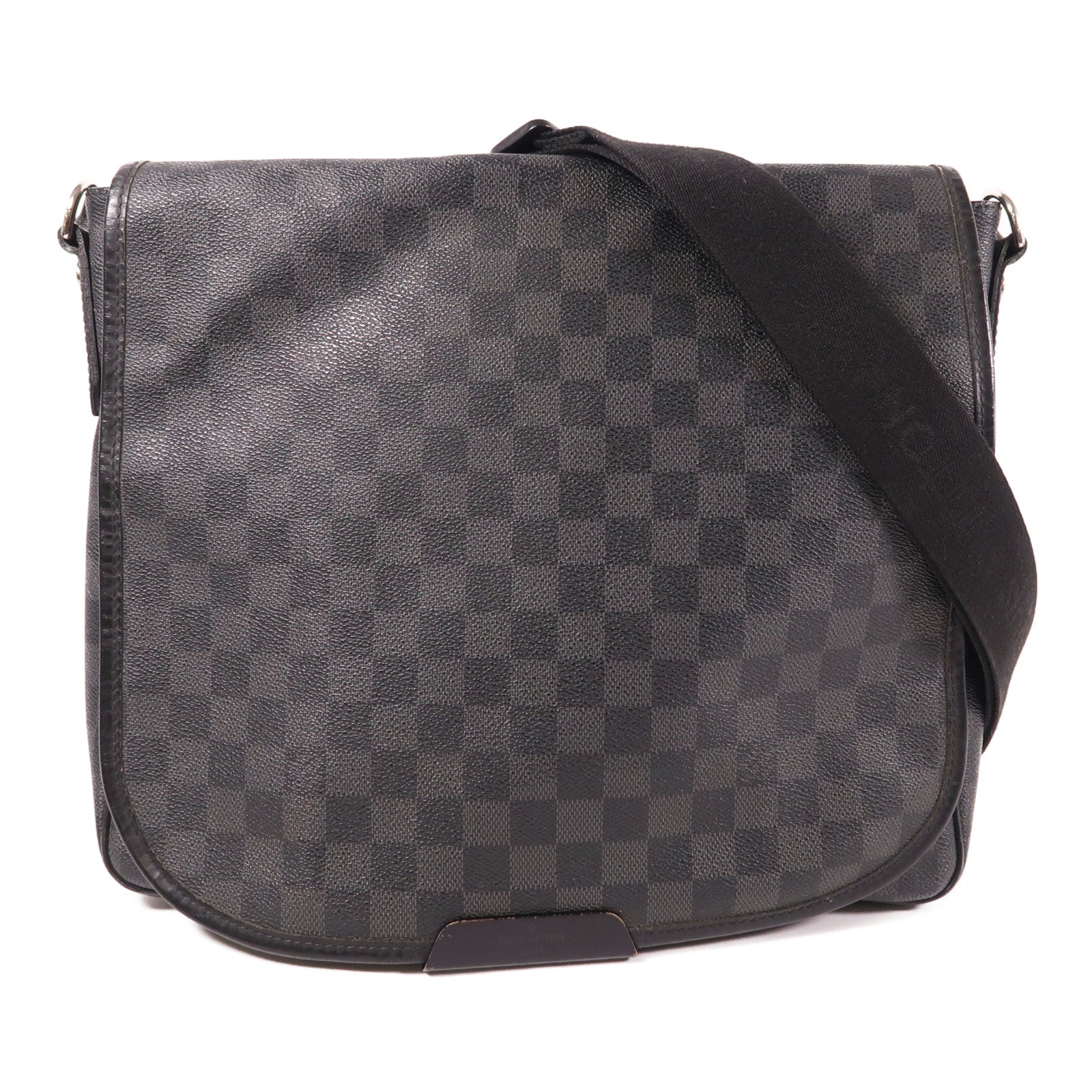 LOUIS VUITTON Damier Graphite Graphite Daniel銀扣肩背袋