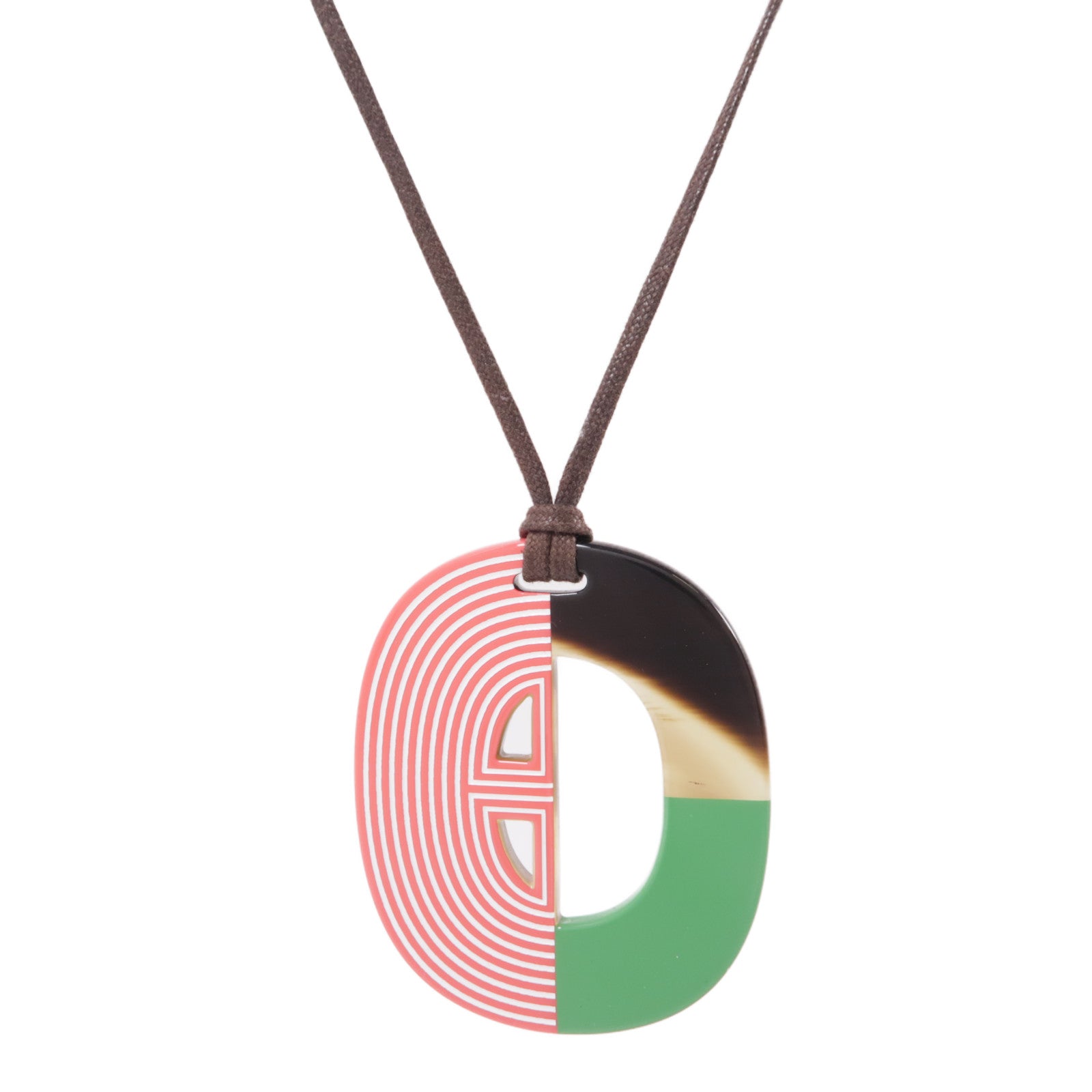 HERMES 水牛角Horn Necklace項鍊紅色/棕色/綠色