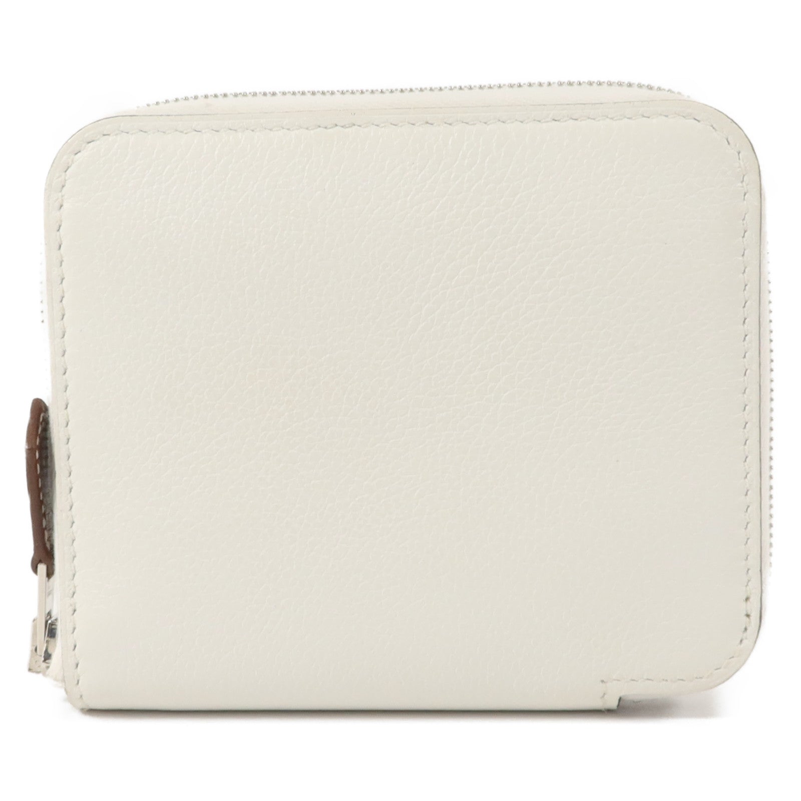 HERMES Evercolor皮革Silk In Compact Wallet錢包Blanc