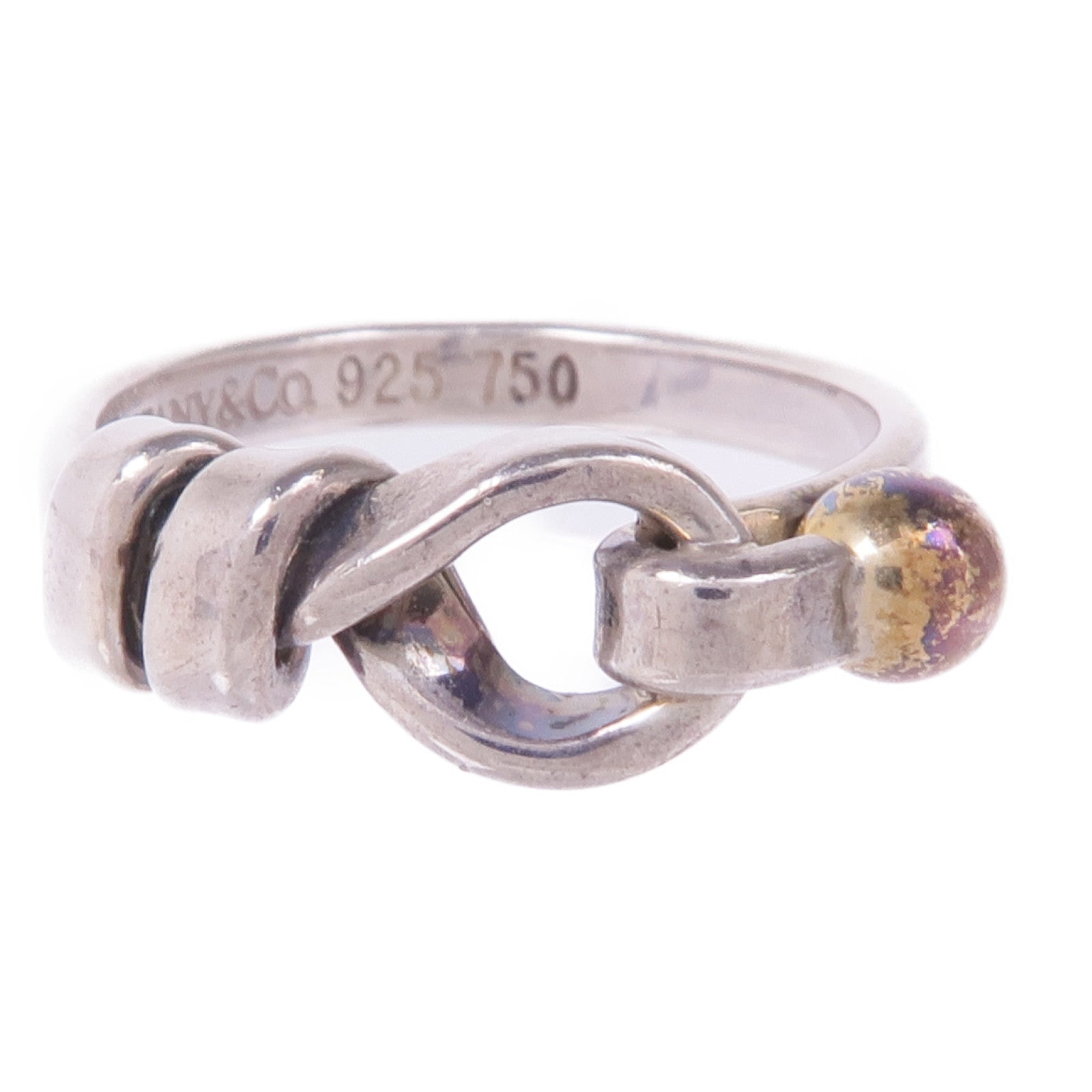 TIFFANY&CO 18K黃金/925純銀Flatwire Love Knot Ring戒指US#4.75