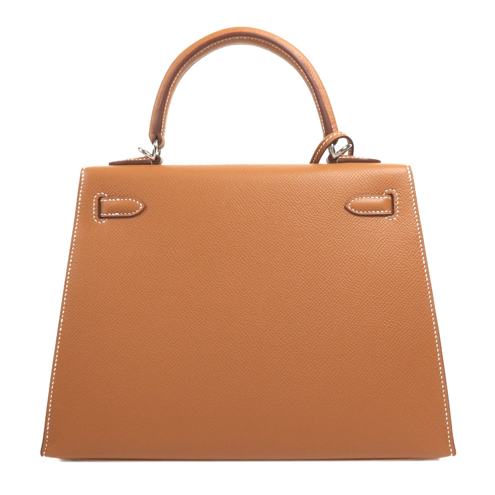 HERMES Epsom皮革Kelly 25銀扣手挽肩背兩用袋Gold