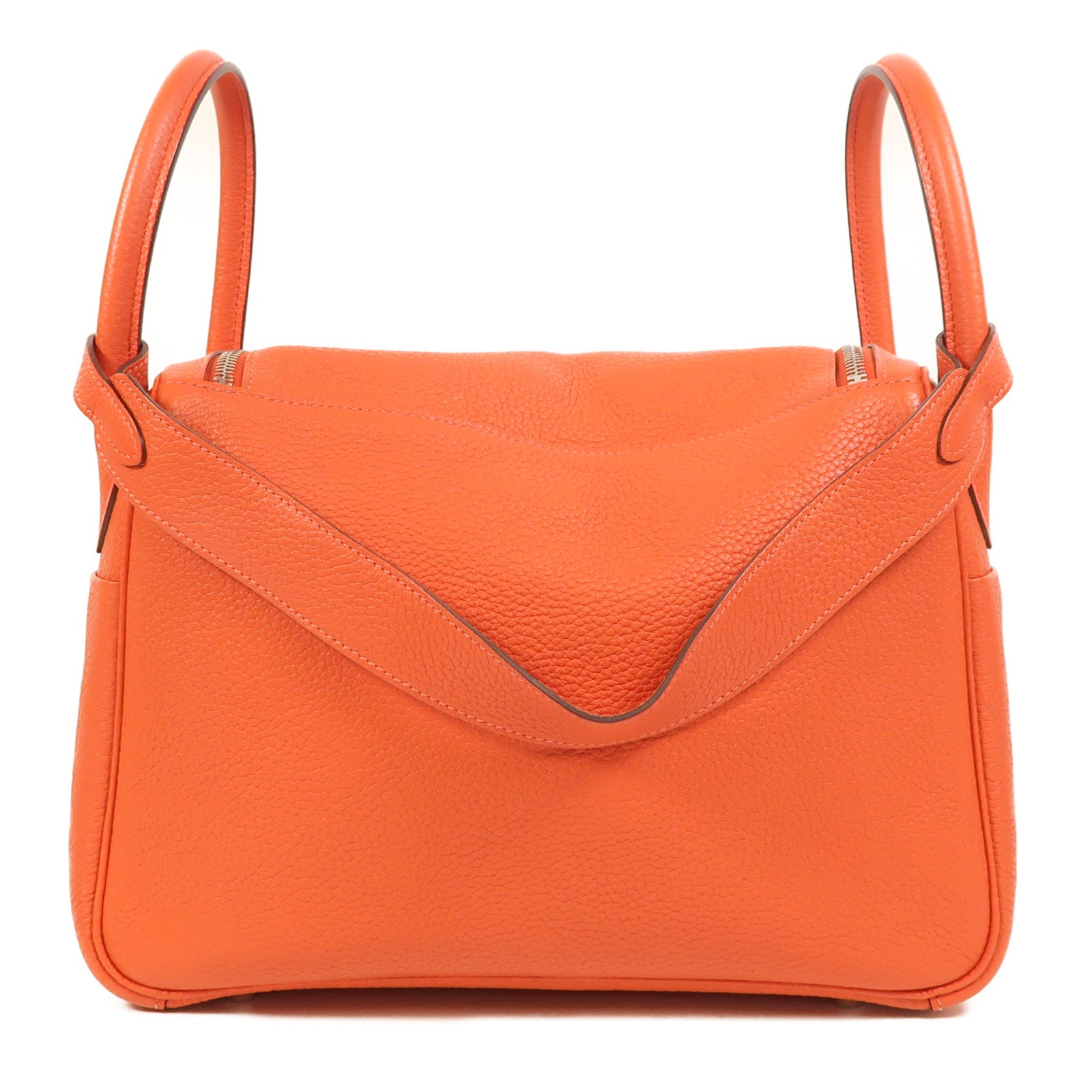 HERMES Clemence皮革Lindy 30銀扣手挽肩背兩用袋Rouge Pivoine