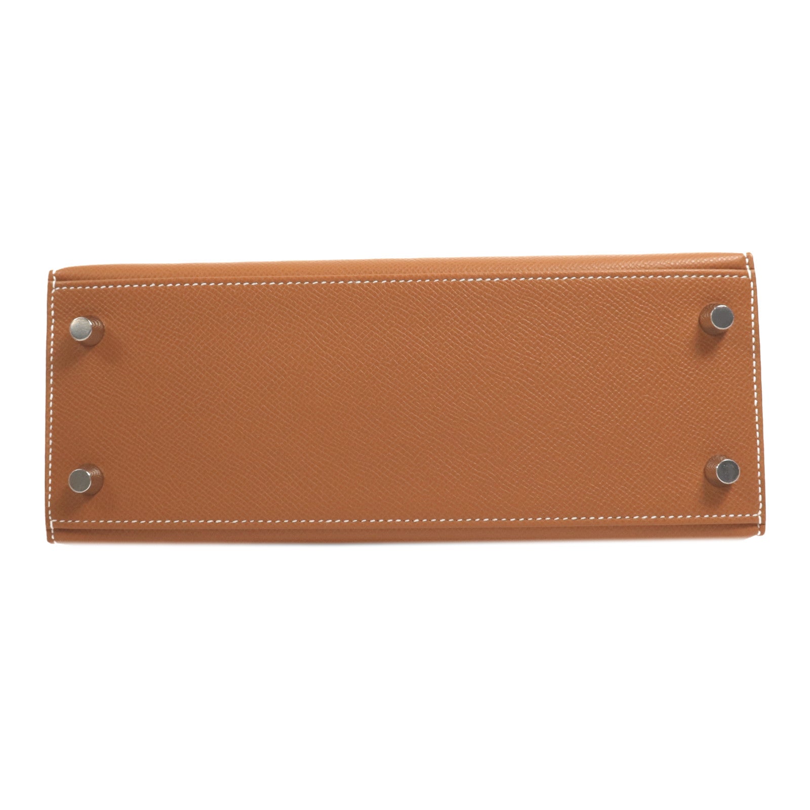 HERMES Epsom皮革Kelly 25銀扣手挽肩背兩用袋Gold