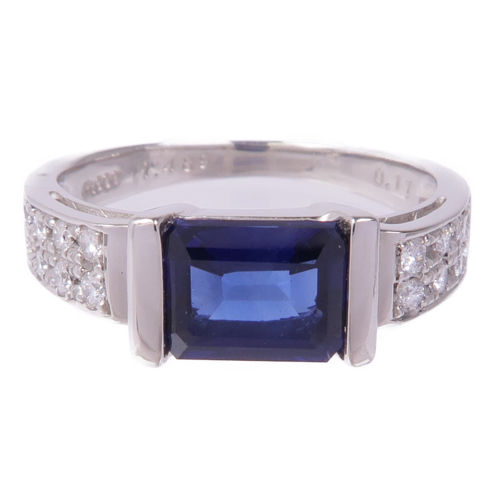 JEWELRY PT900鉑金Sapphire Diamond Ring藍寶石/鑽石戒指US#6