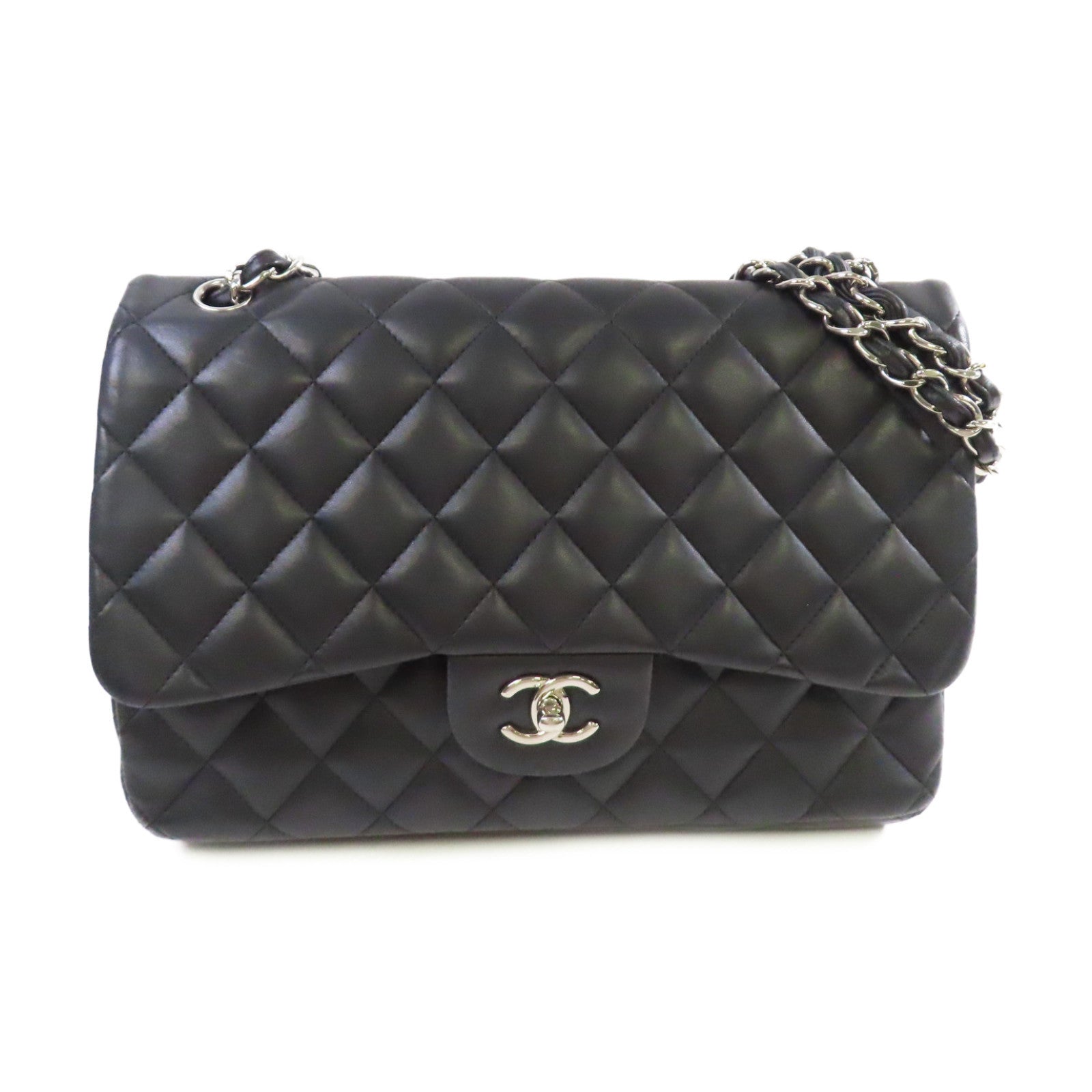 CHANEL 菱格羊皮皮革Top Handle Vanity金扣手挽肩背兩用袋紫色