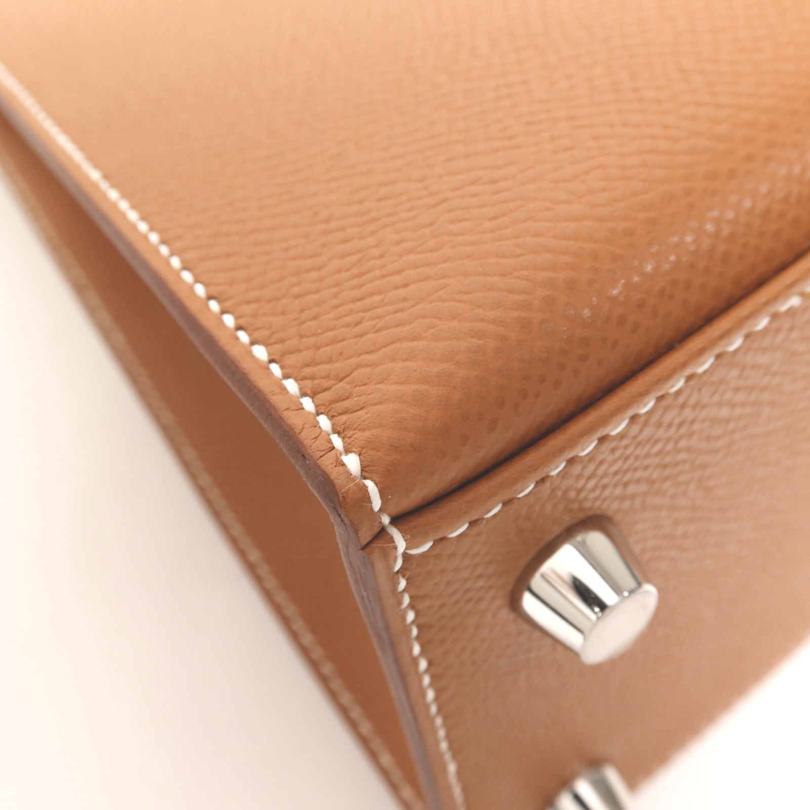 HERMES Epsom皮革Kelly 25銀扣手挽肩背兩用袋Gold