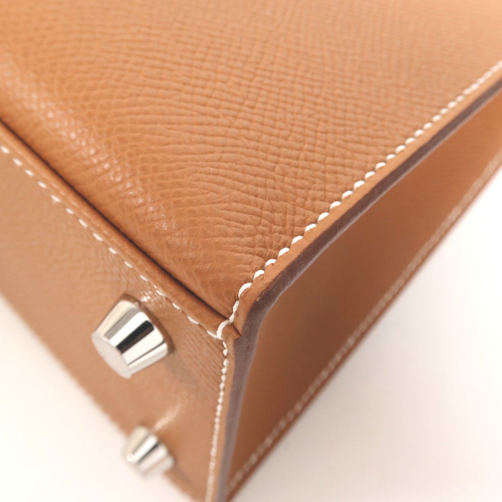 HERMES Epsom皮革Kelly 25銀扣手挽肩背兩用袋Gold