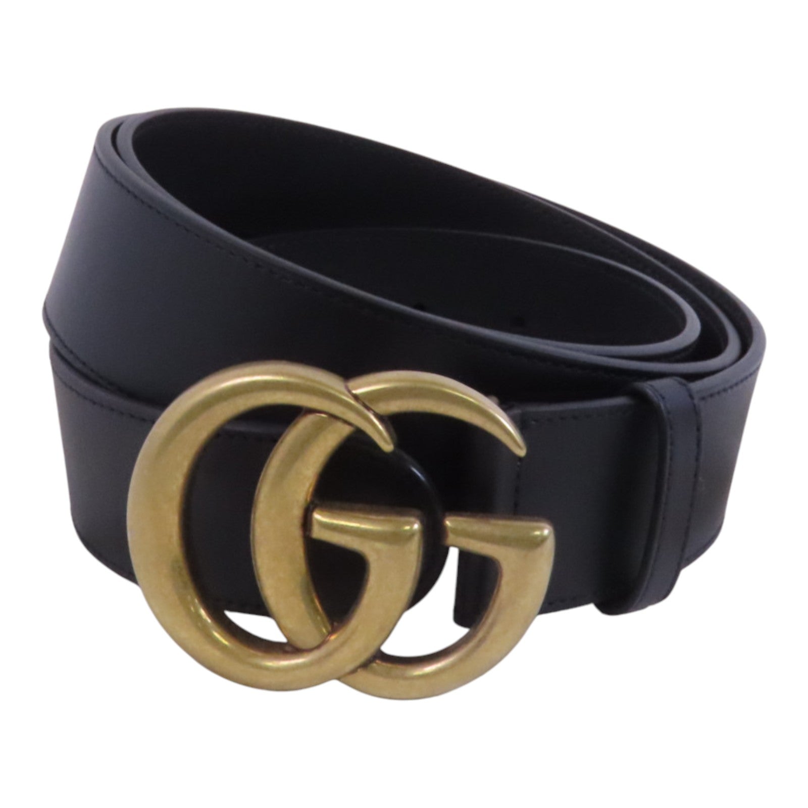 GUCCI 牛皮皮革GG Marmont Wide Belt金扣皮帶