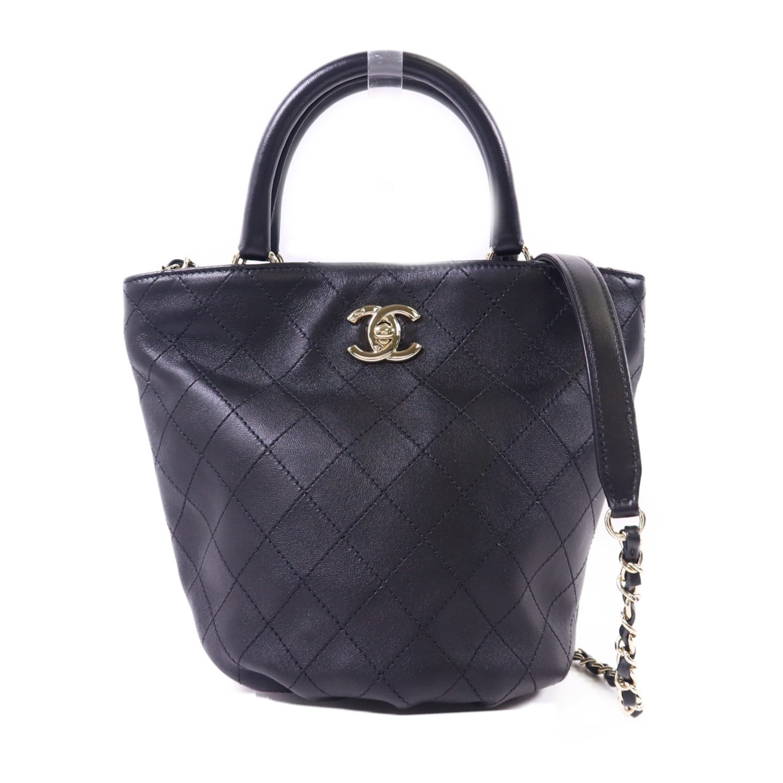 CHANEL 牛皮皮革2 Way Shoulder Bag金扣手挽肩背兩用袋