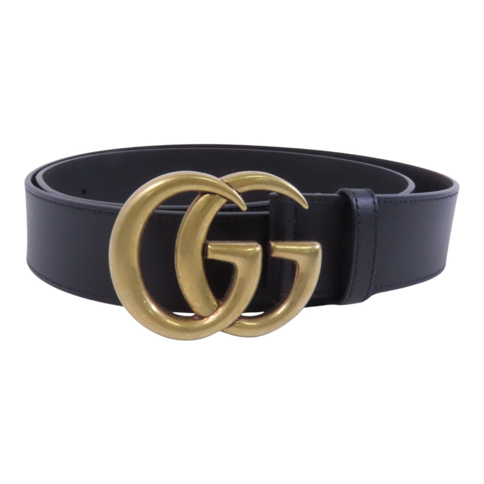 GUCCI 牛皮皮革GG Marmont Wide Belt金扣皮帶
