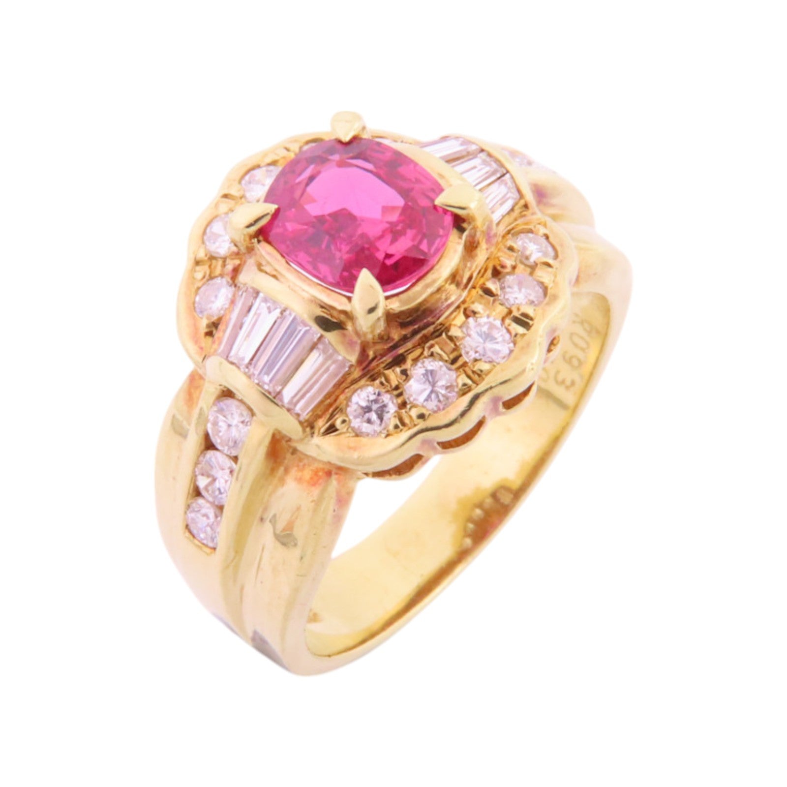 JEWELRY 【激減優惠】18K黃金/紅寶石/鑽石Ruby Diamond Ring戒指US#5.5