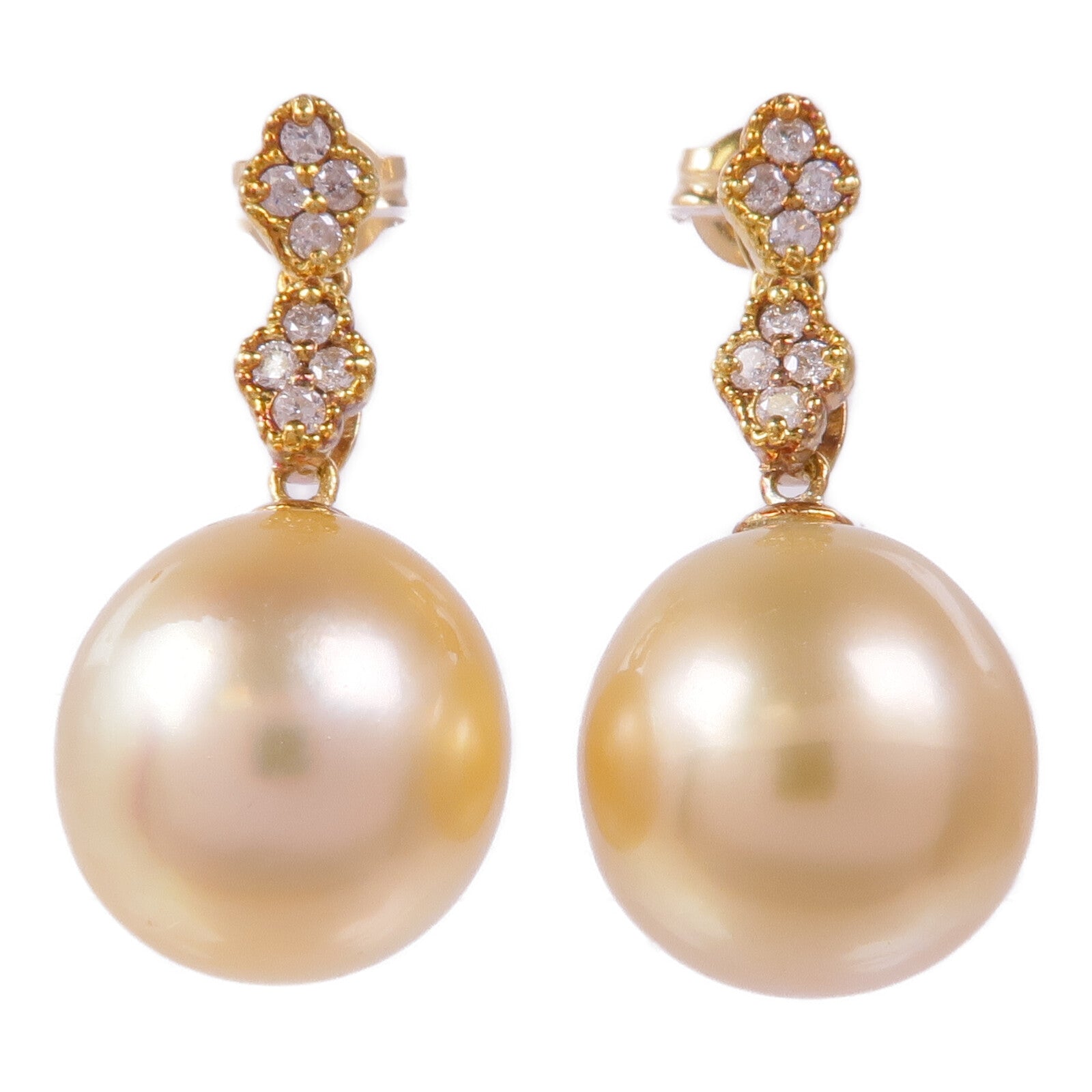 JEWELRY 18K黃金Pearl Diamond Earrings珍珠/鑽石耳環