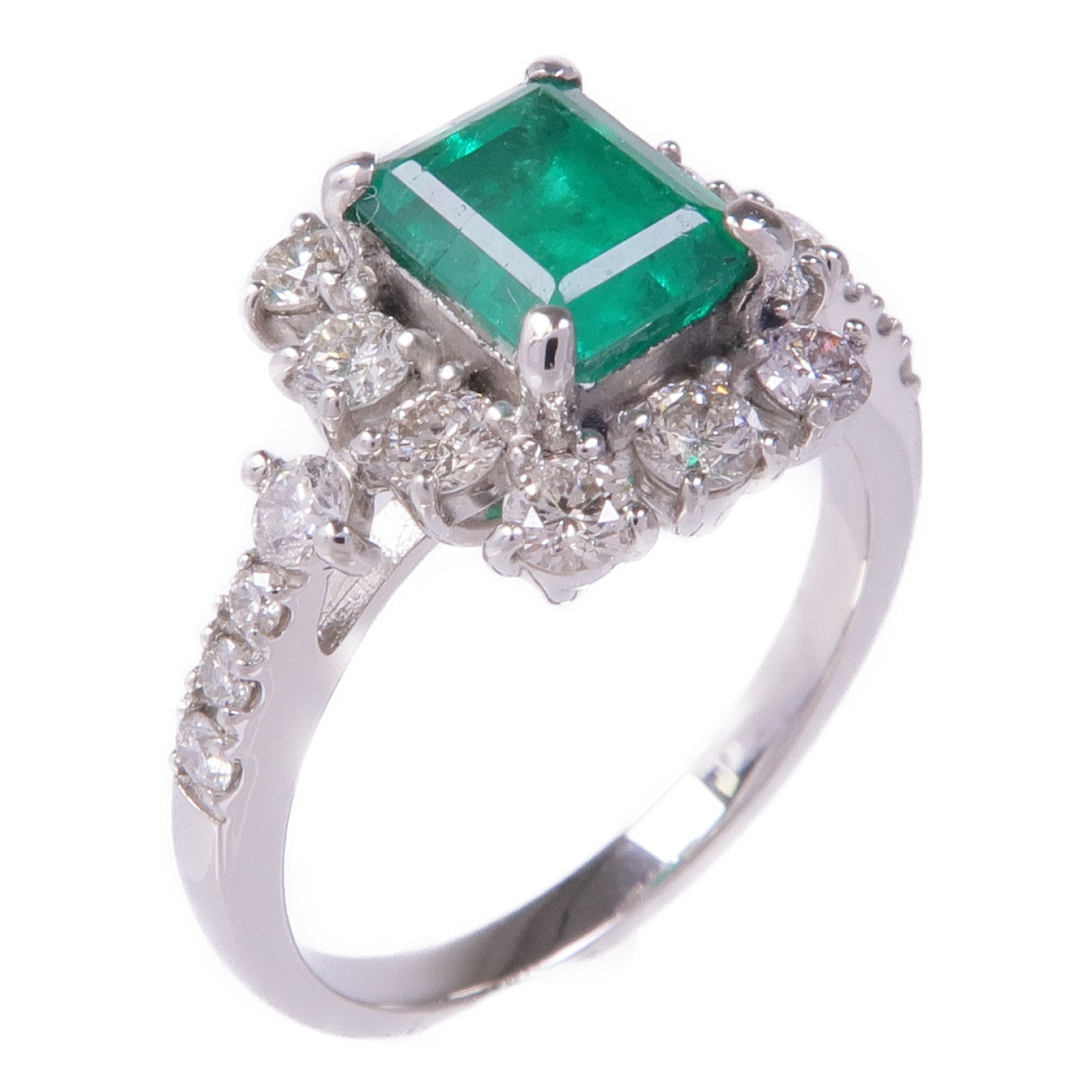 JEWELRY PT950鉑金Emerald Diamond Ring綠寶石/鑽石戒指US#5.5