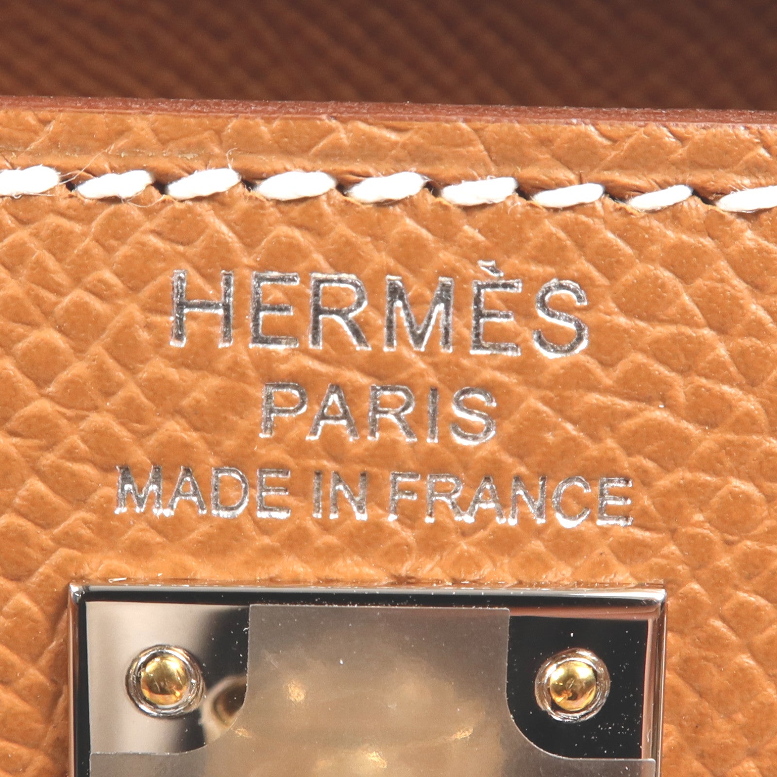 HERMES Epsom皮革Kelly 25銀扣手挽肩背兩用袋Gold