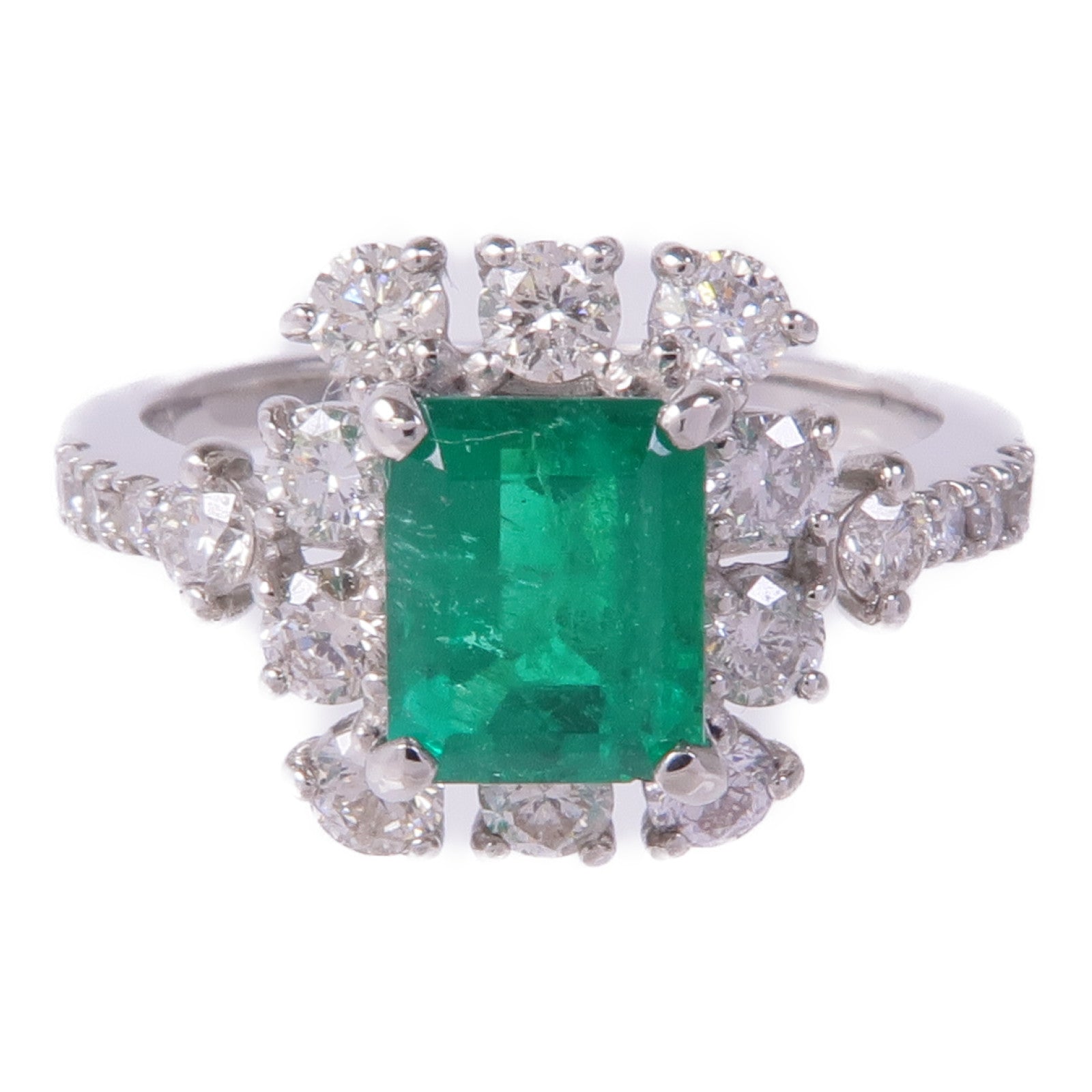 JEWELRY PT950鉑金Emerald Diamond Ring綠寶石/鑽石戒指US#5.5