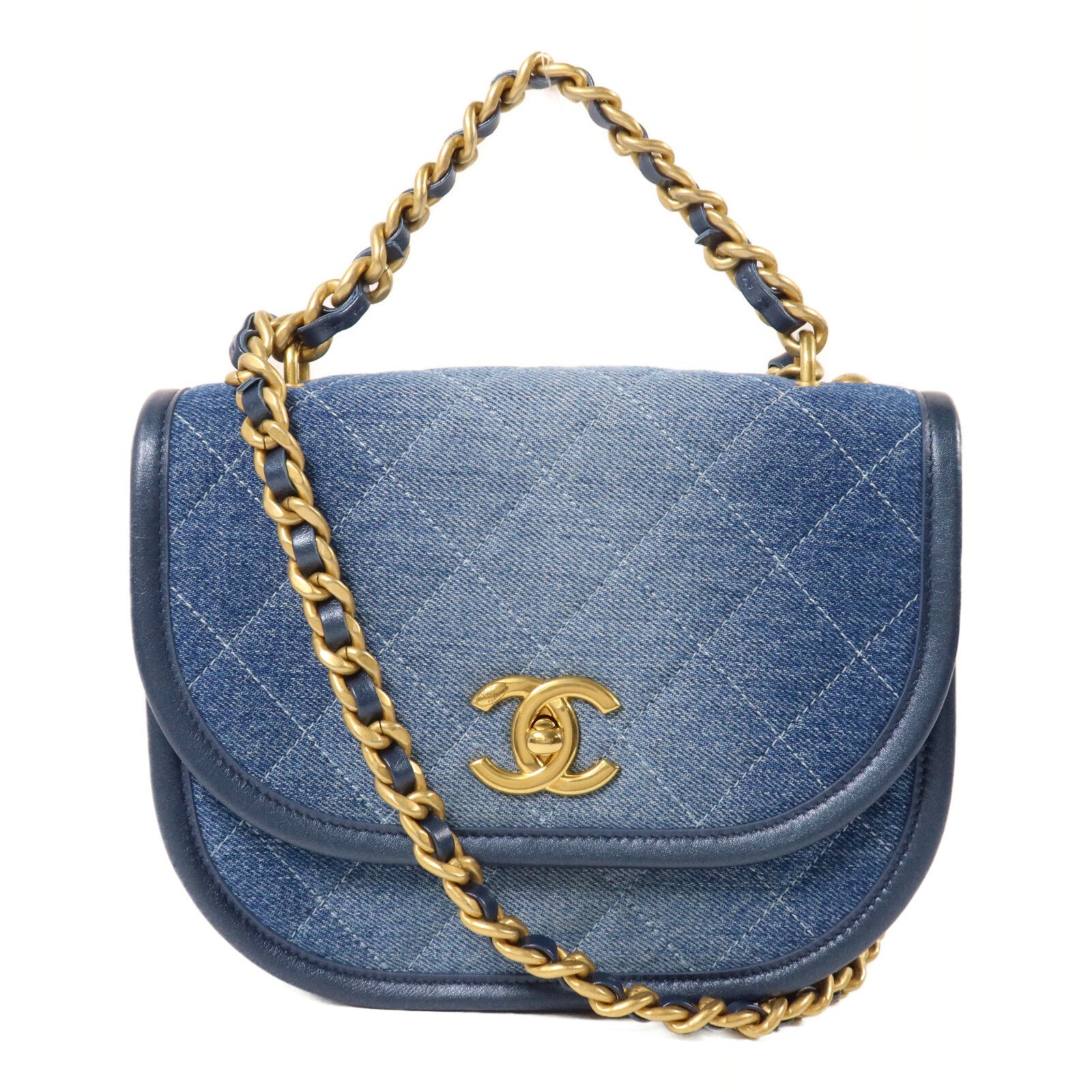 CHANEL 牛仔布Small Demin Messenger鏈帶手挽肩背兩用袋
