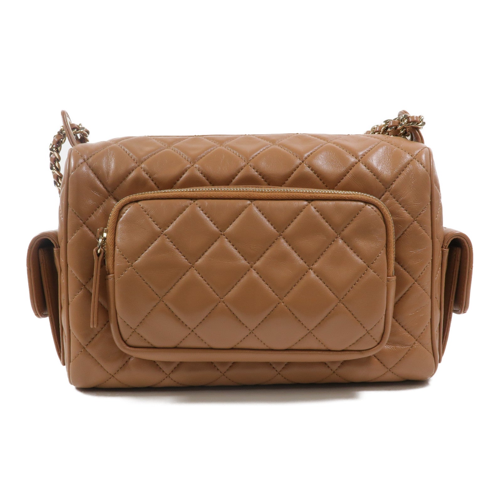 CHANEL 羊皮皮革24K Camera Bag鏈帶肩背袋