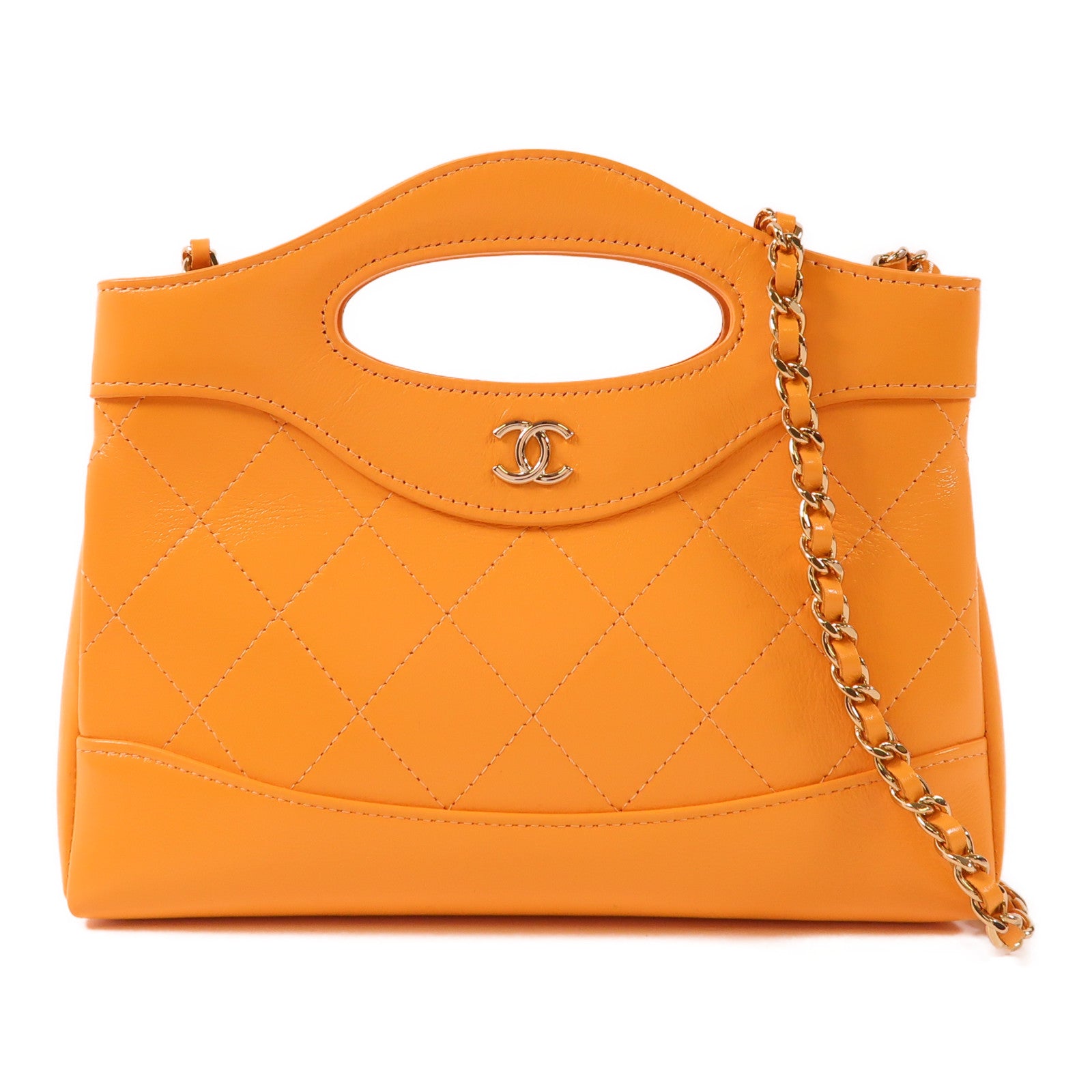 CHANEL 牛皮皮革Mini 31金扣手挽肩背兩用袋