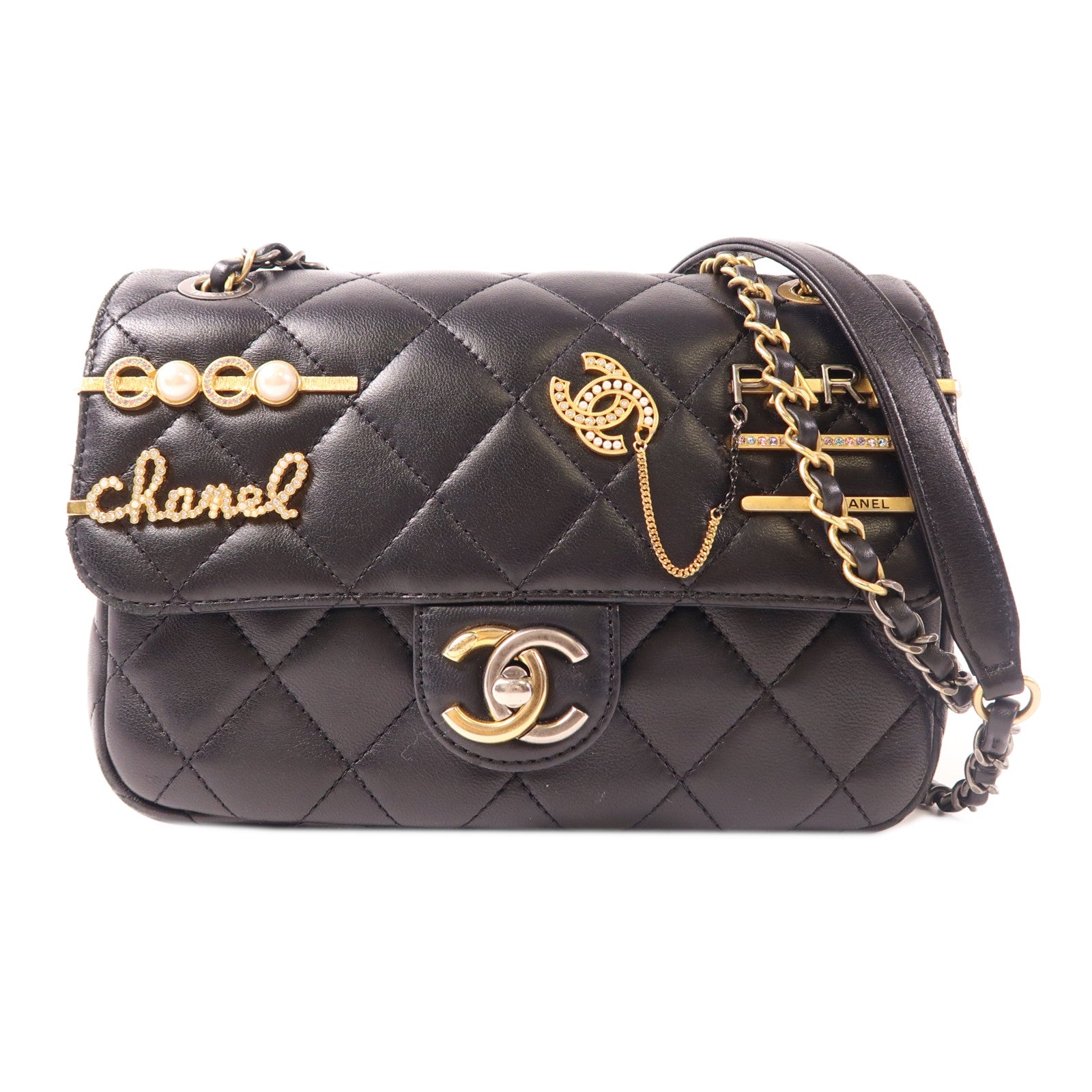 CHANEL 牛皮皮革Pearl Hairpin Badge肩背袋