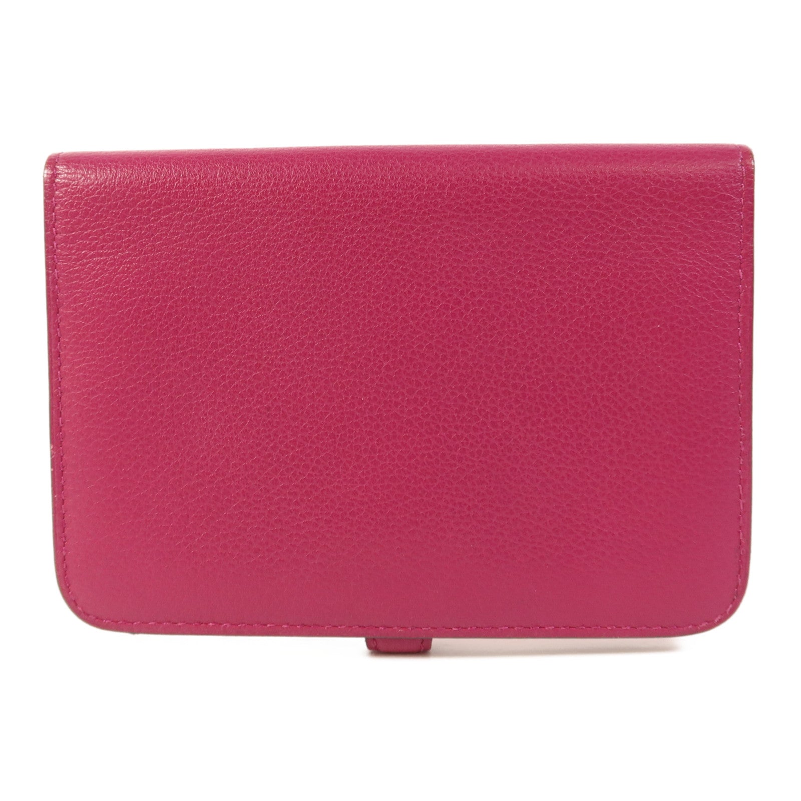 HERMES Evercolor皮革Dogon Compact Bifold Wallet銀扣錢包Rose Pourpre