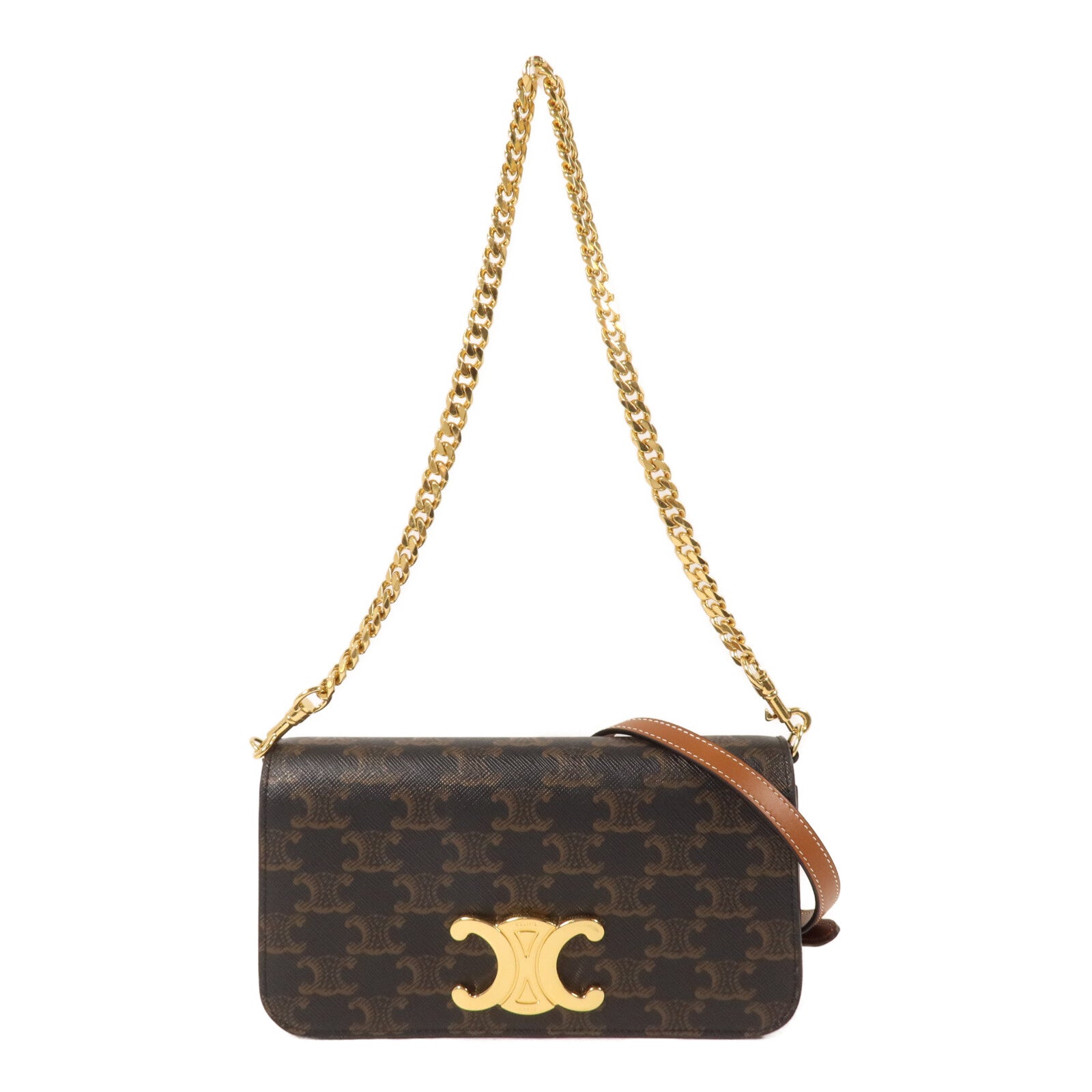 CELINE 塗層帆布Multi Pochette鏈帶手挽肩背兩用袋
