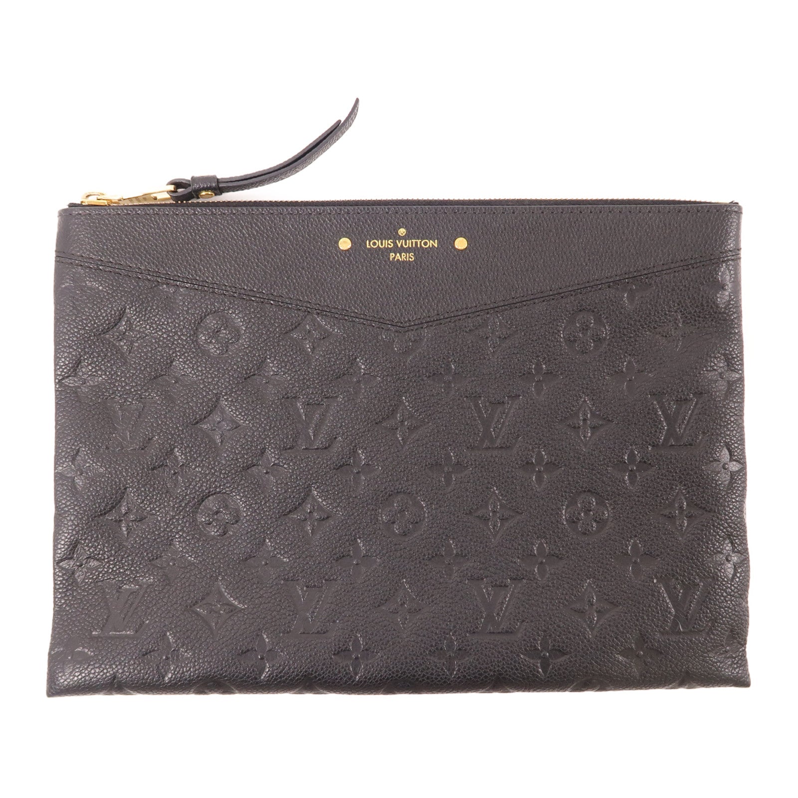 LOUIS VUITTON Monogram Empreinte Daily Pouch金扣手拿包黑色
