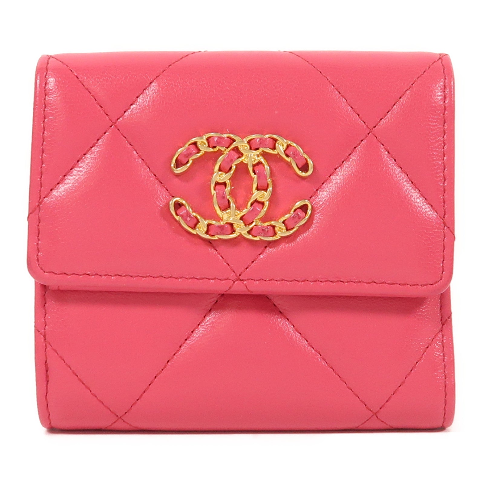 CHANEL 羊皮皮革Chanel 19 Wallet金扣錢包
