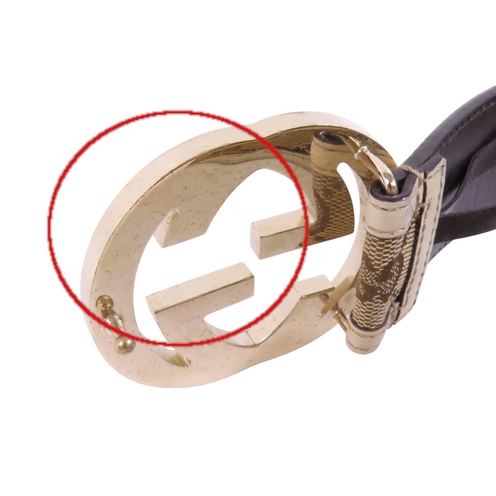 GUCCI GG帆布/牛皮皮革Gucci Belt金扣皮帶