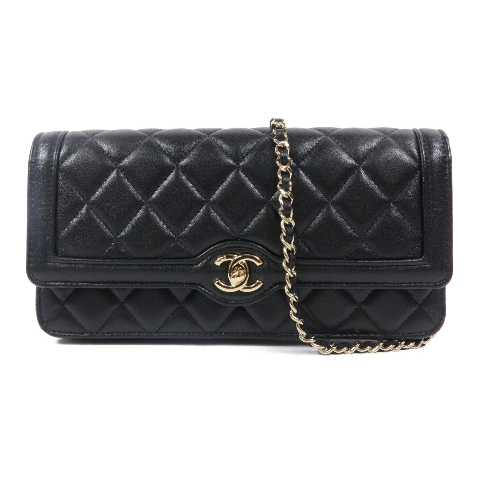 CHANEL 羊皮皮革Clutch With Chain鏈帶肩背袋