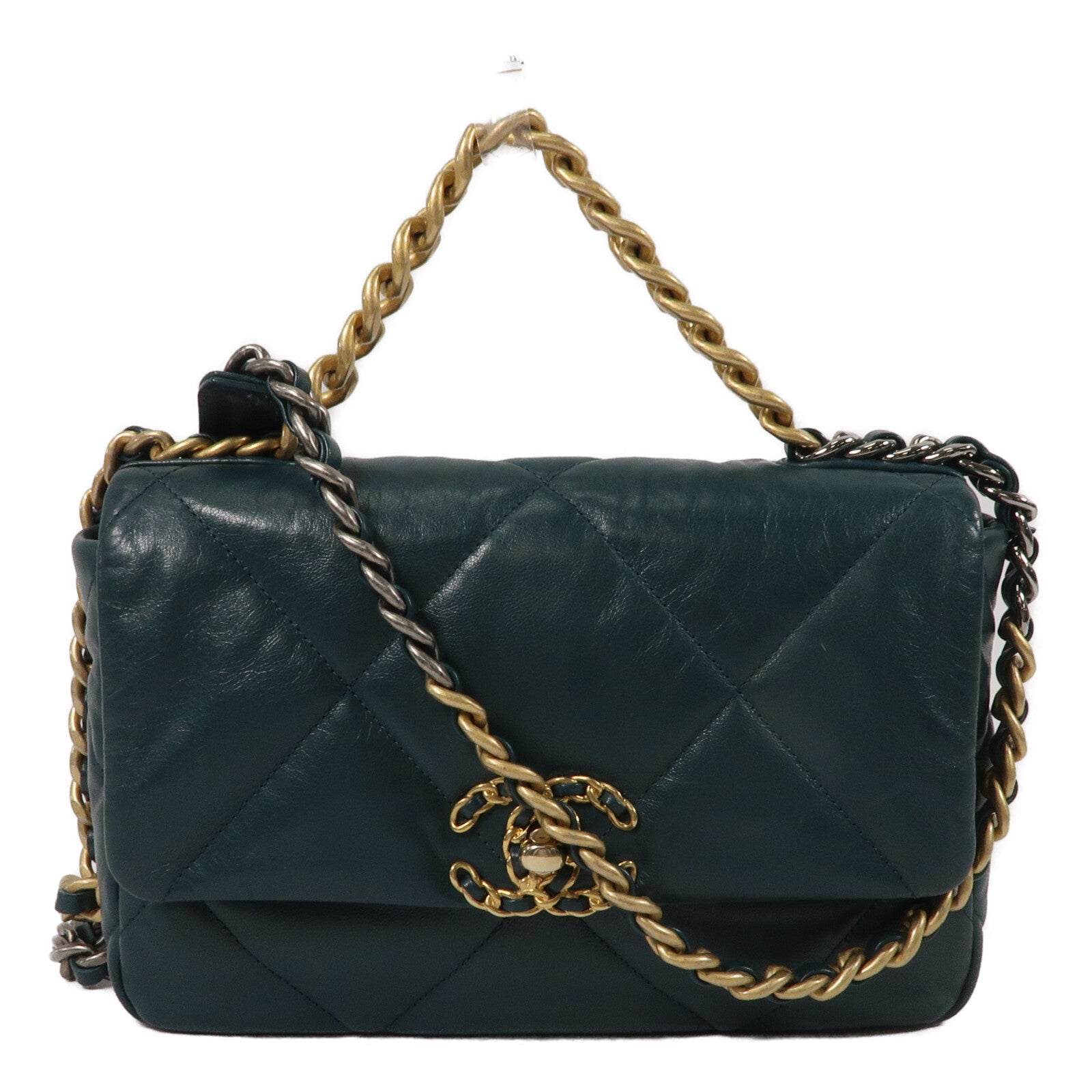CHANEL 羊皮皮革Chanel 19 Small鏈帶手挽肩背兩用袋