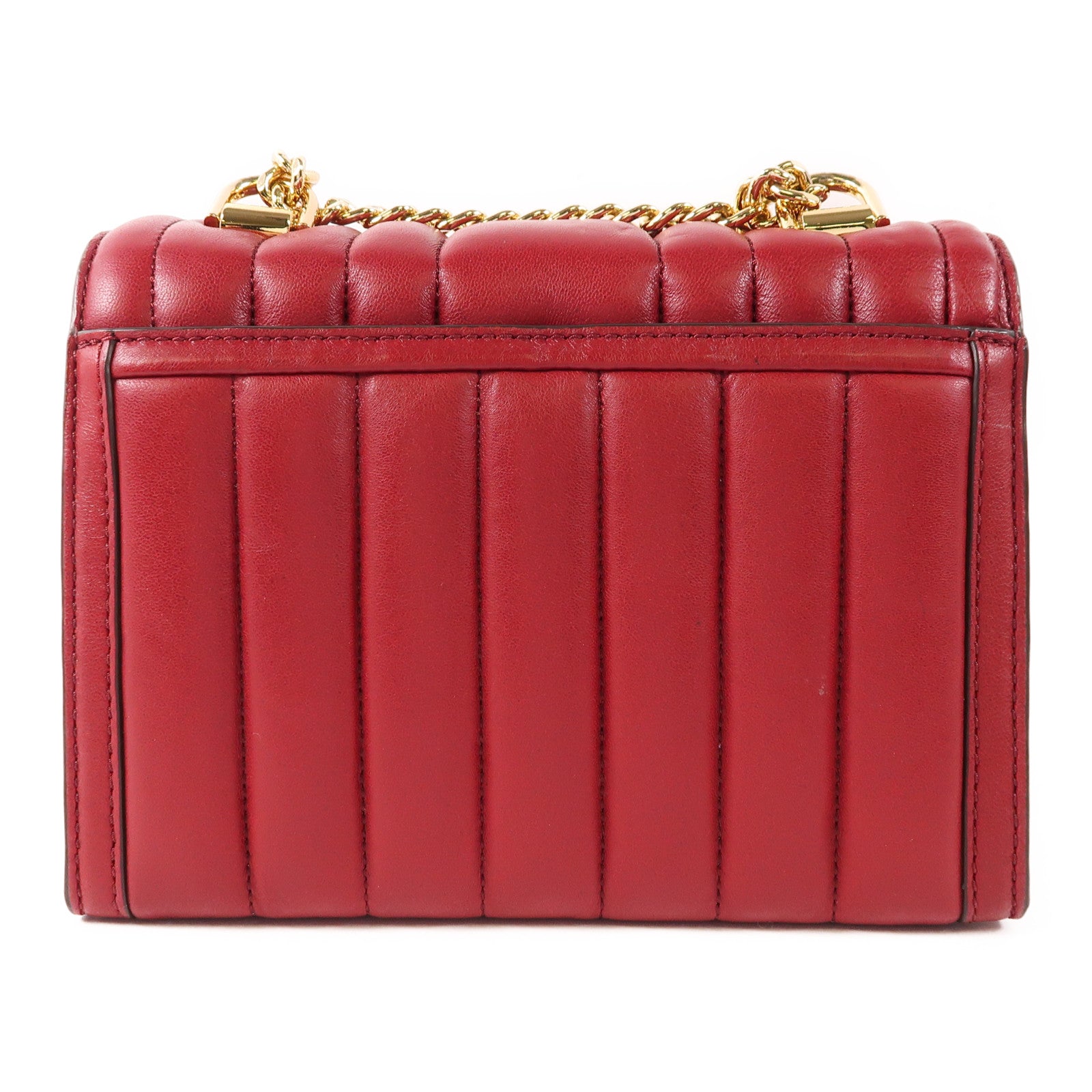 MICHAEL KORS Chain Shoulder Bag Lambskin Leather Red