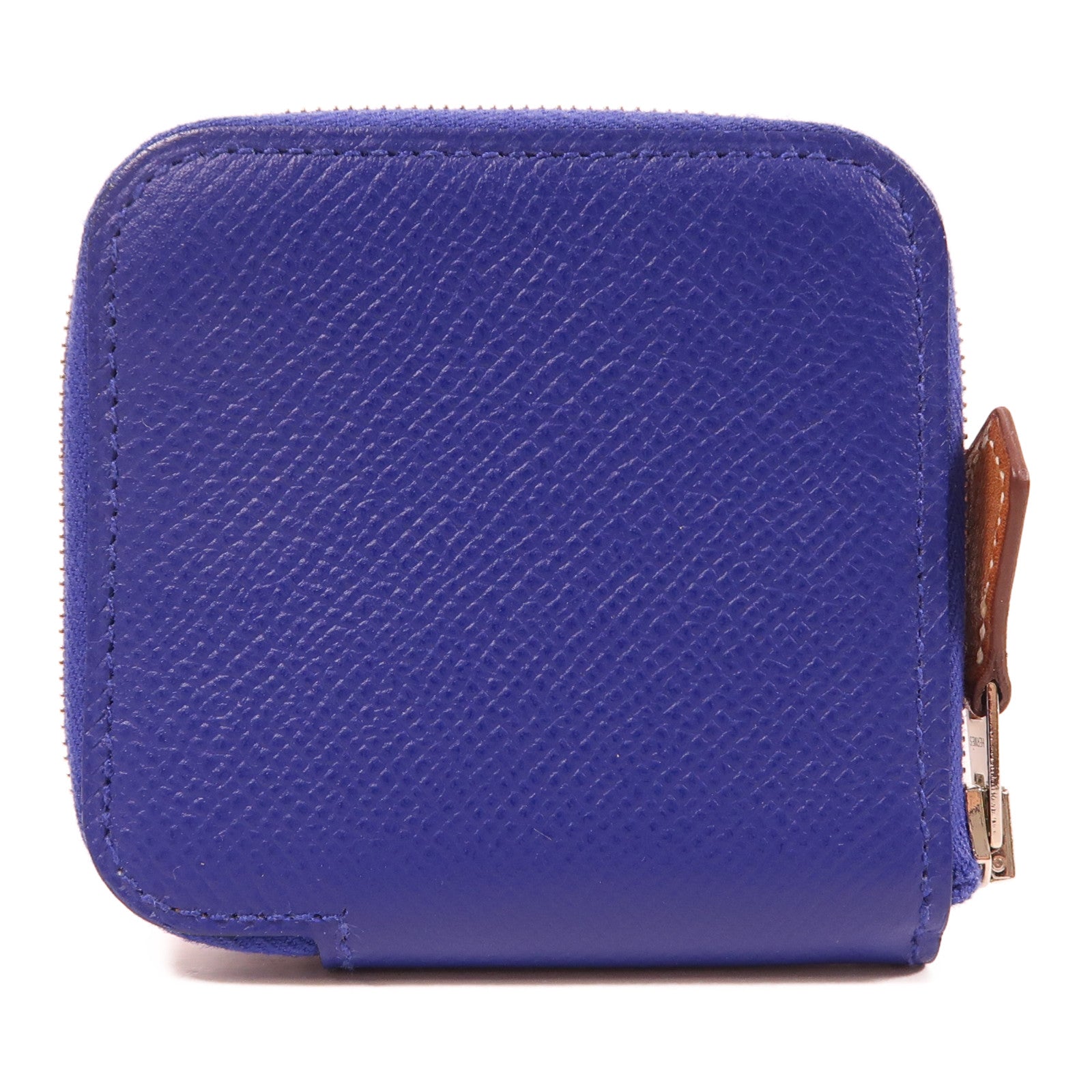 HERMES Epsom皮革Coin Purse銀扣零錢包Bleu Electrique