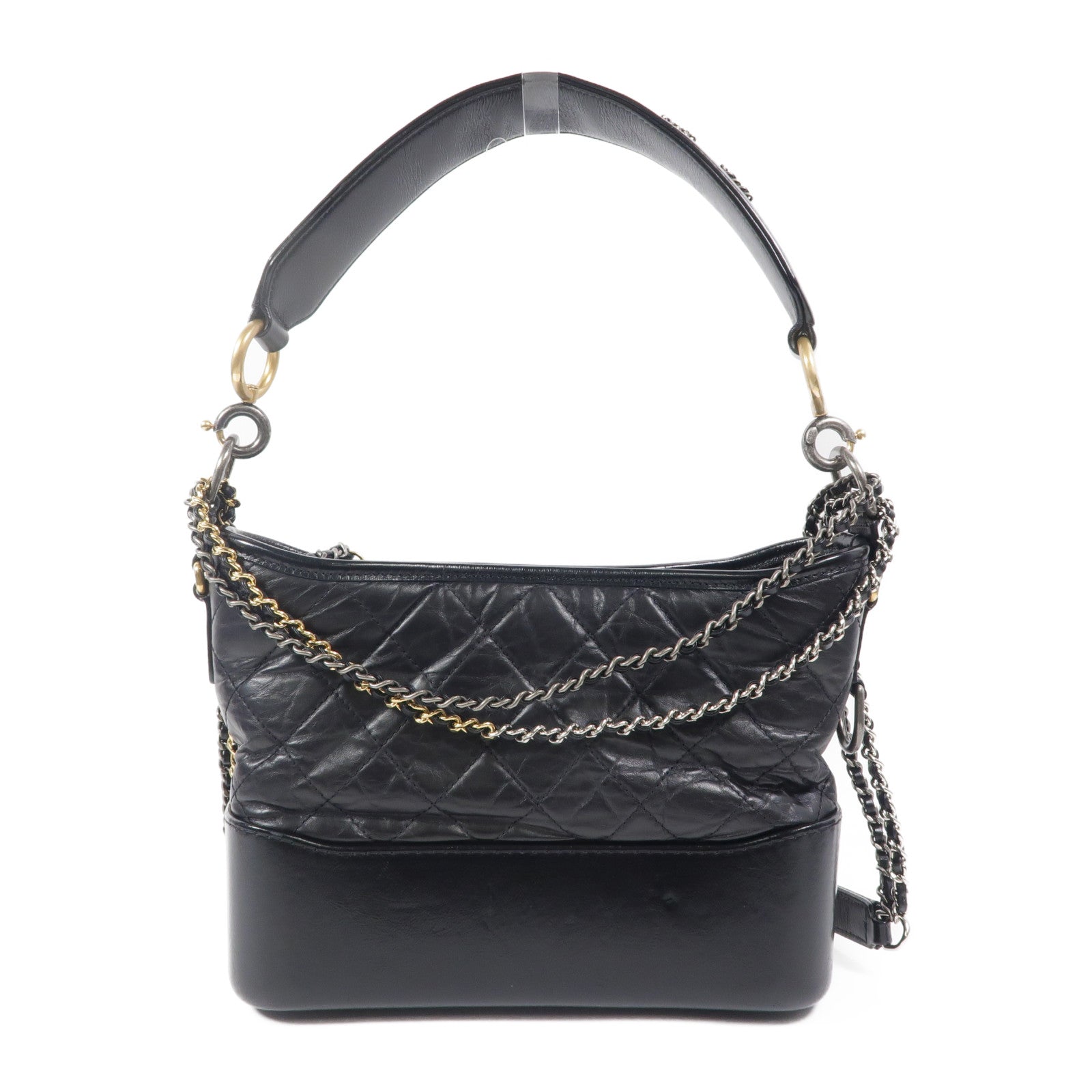 CHANEL 牛皮皮革Gabrielle Medium With Handle鏈帶手挽肩背兩用袋
