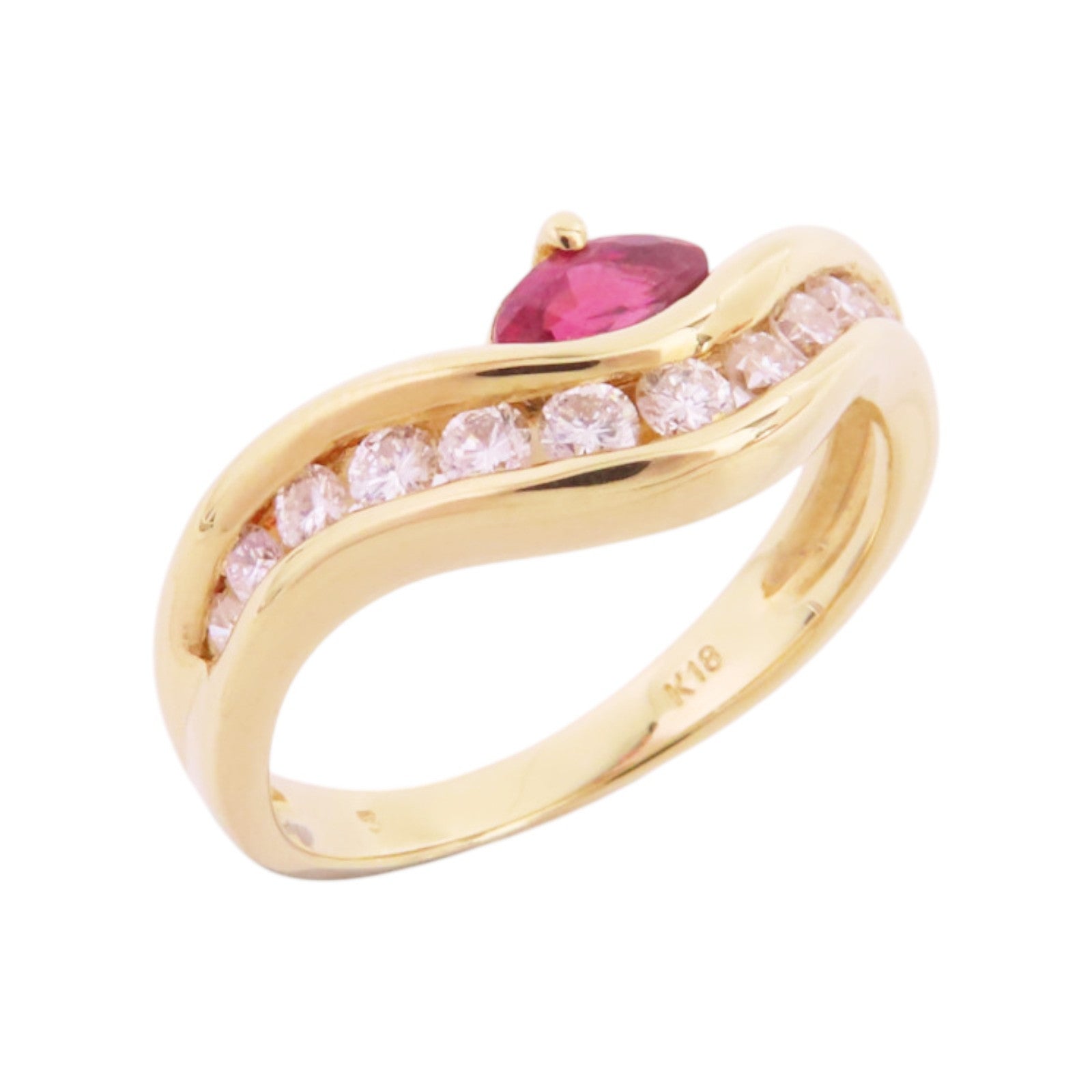 JEWELRY 18K黃金/紅寶石/鑽石Ruby Diamond Ring戒指US#6