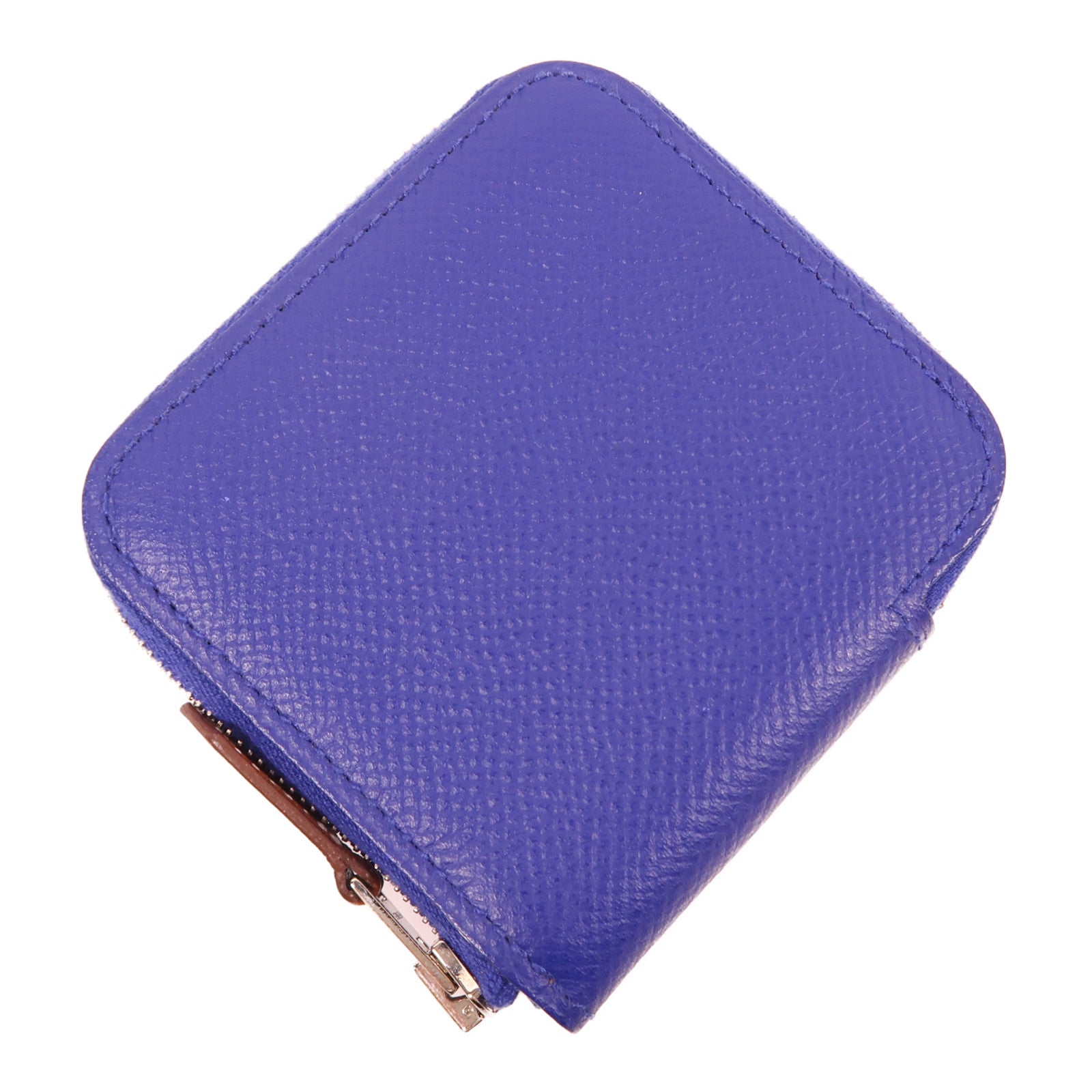 HERMES Epsom皮革Coin Purse銀扣零錢包Bleu Electrique